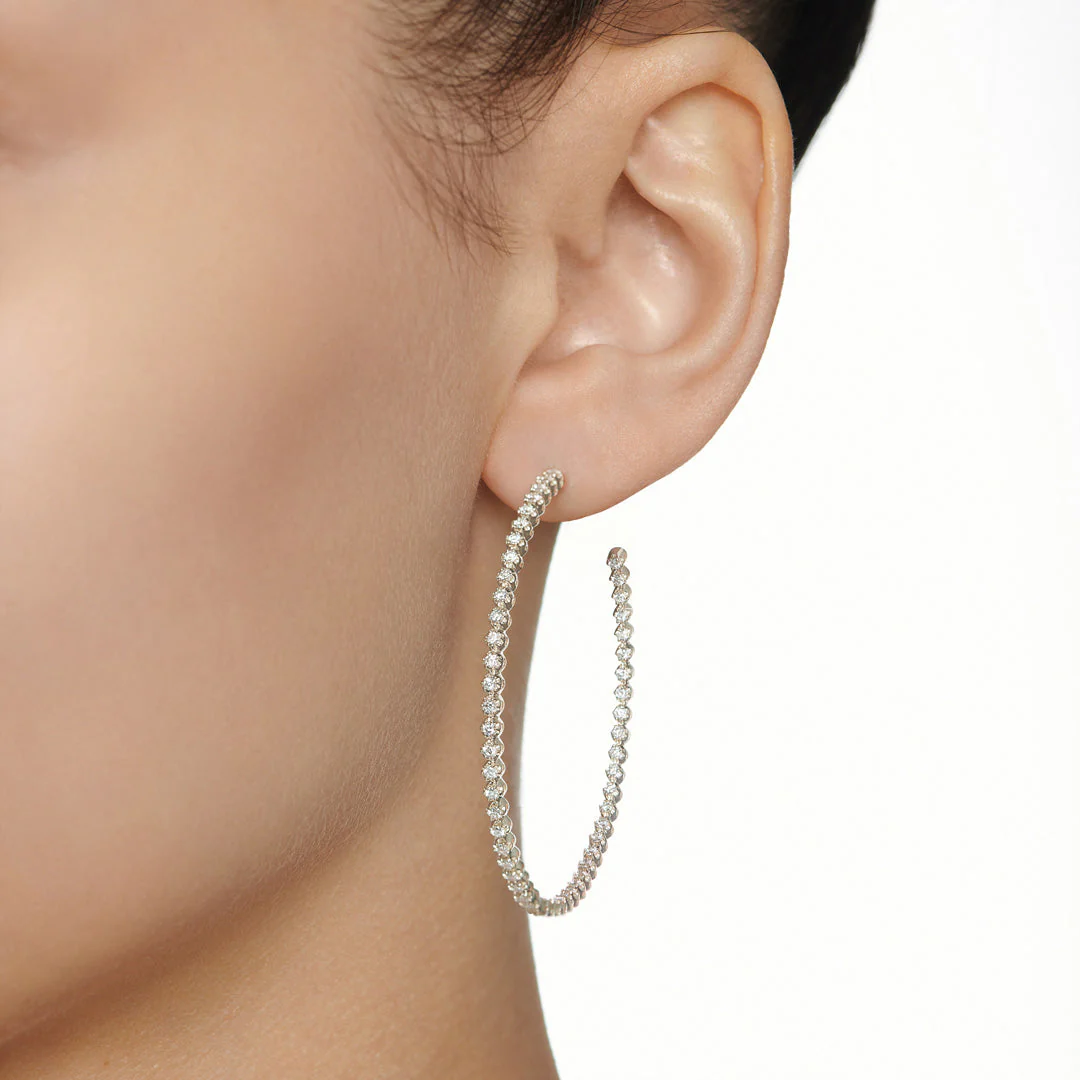 Barq White Gold Brilliant Diamond Large Hoop Earring - Image 3