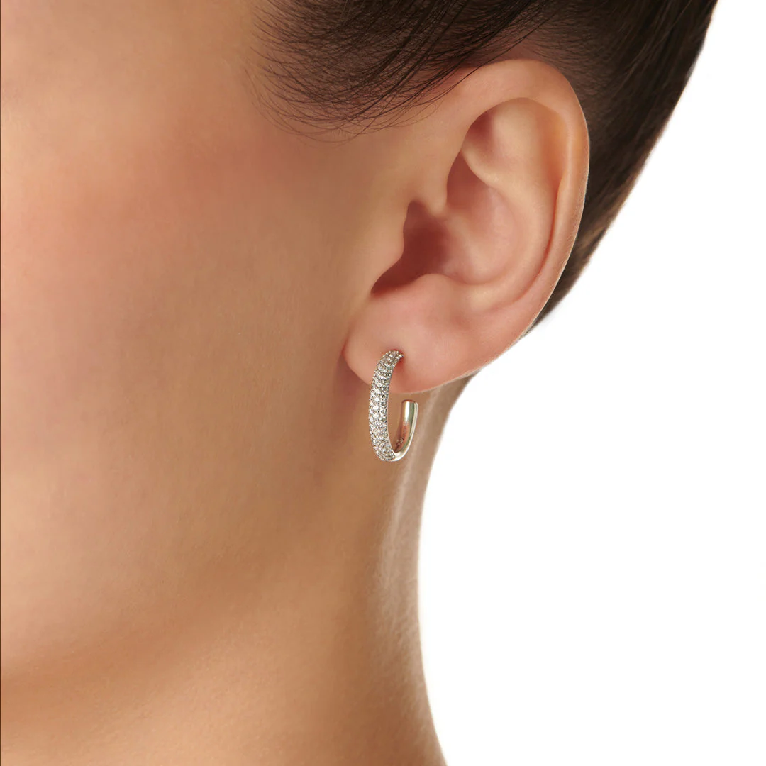 Barq White Gold Diamond Small Hoop Earring - Image 3