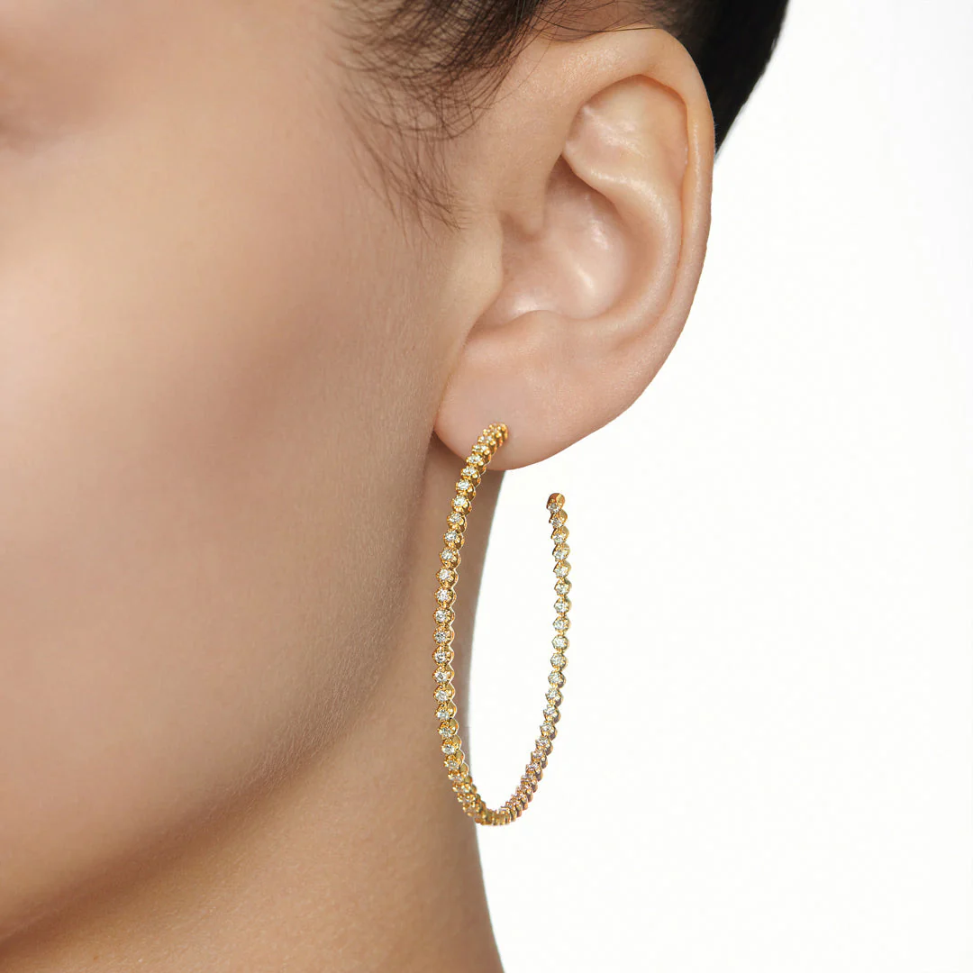 Barq Yellow Gold Brilliant Diamond Large Hoop Earring - Image 3