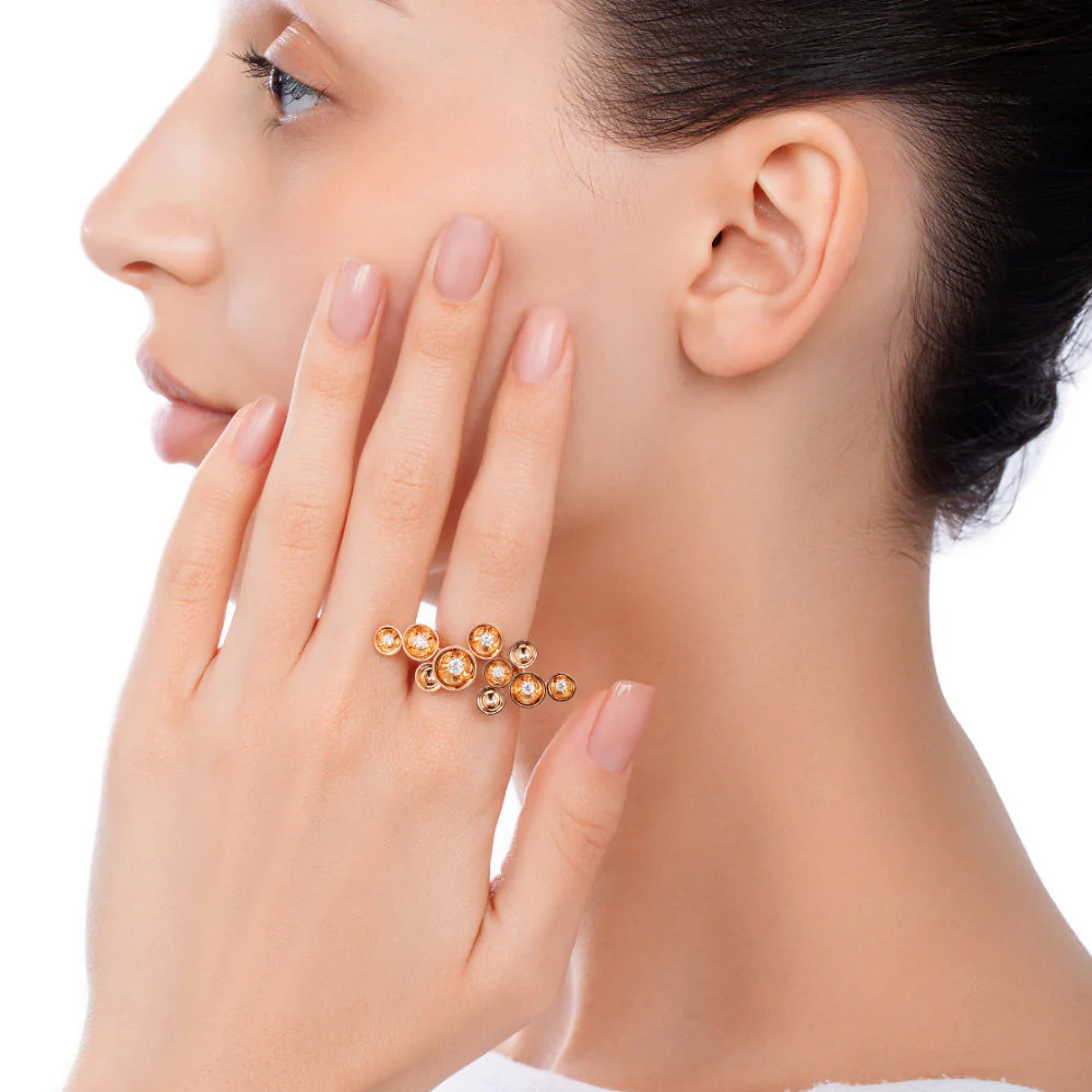 Bint Al Matar Rose Gold Cluster Ring - Image 3