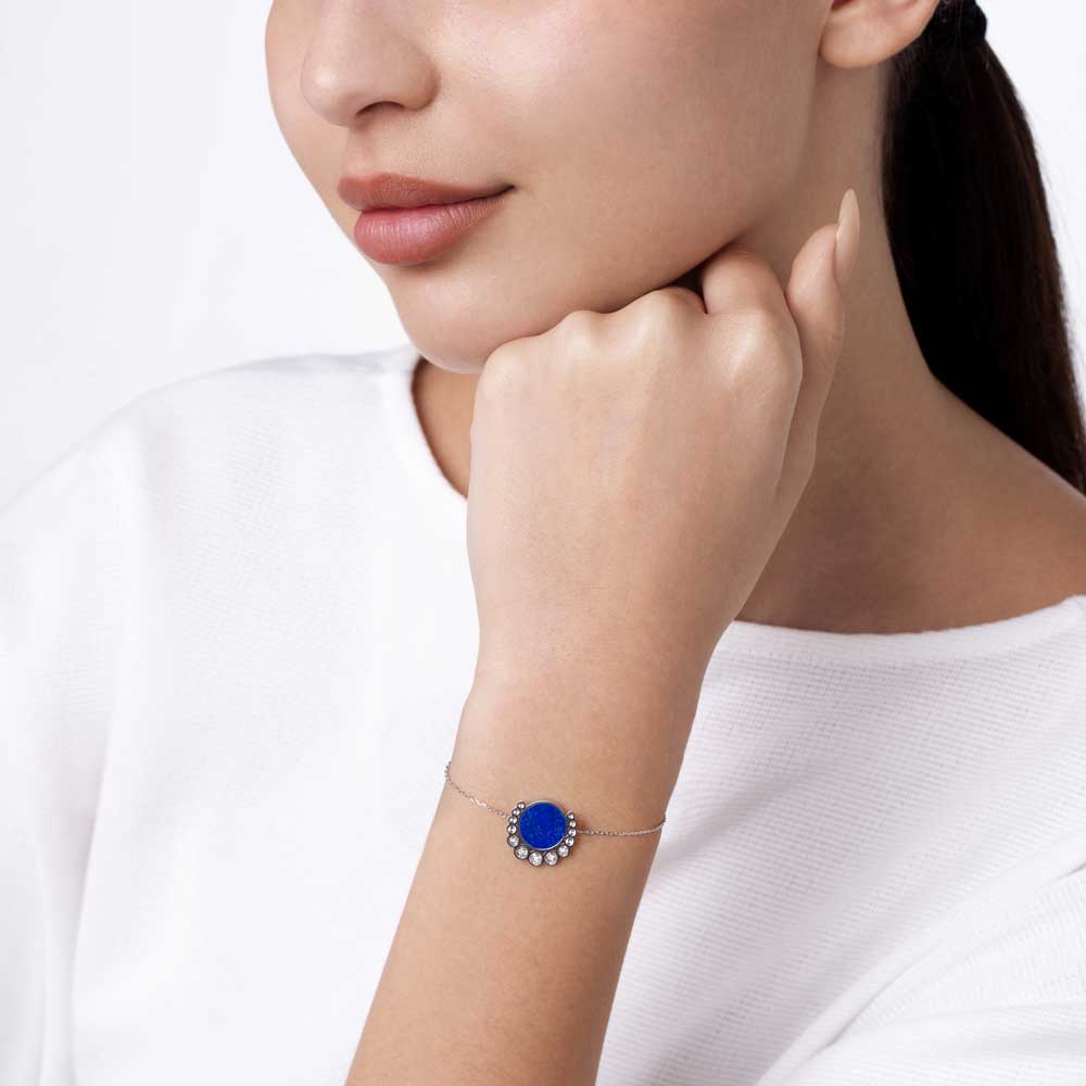 Bint Al Matar White Gold Lapis Lazuli Bracelet - Image 2