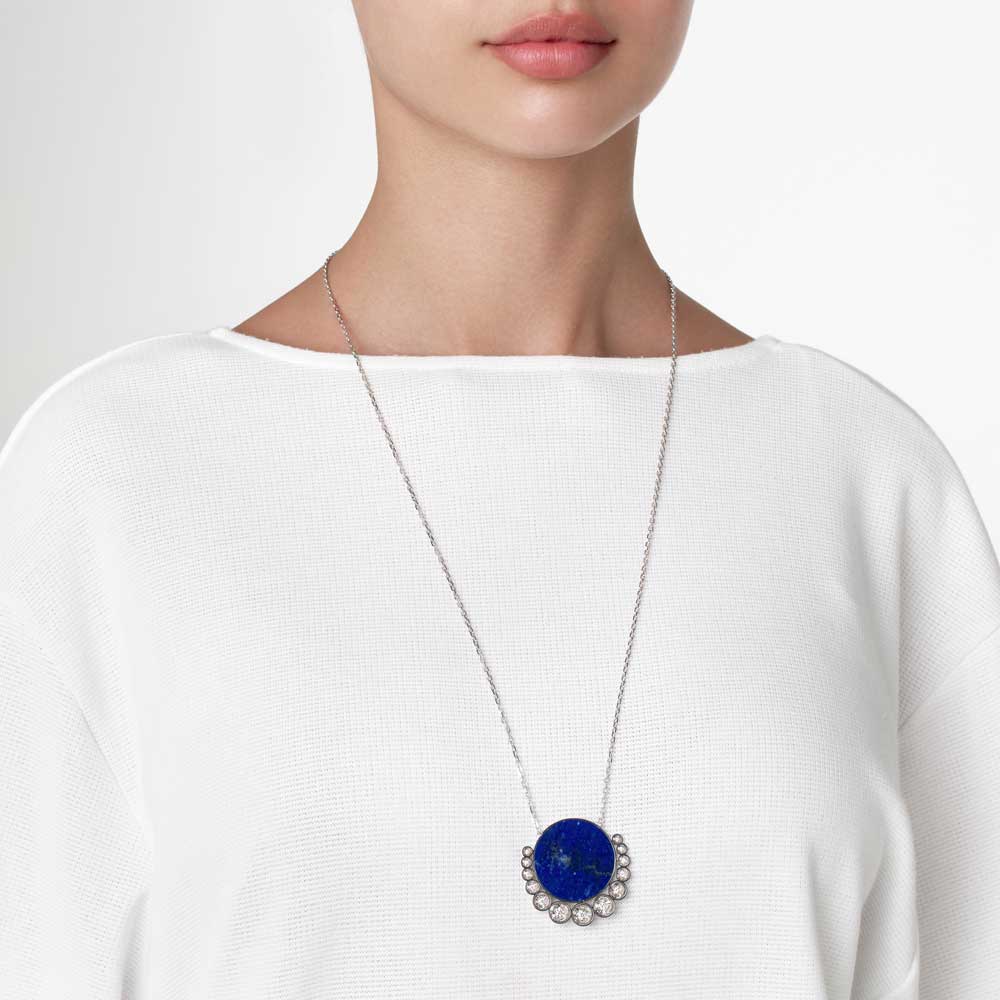 Bint Al Matar White Gold Lapis Lazuli Large Necklace - Image 2