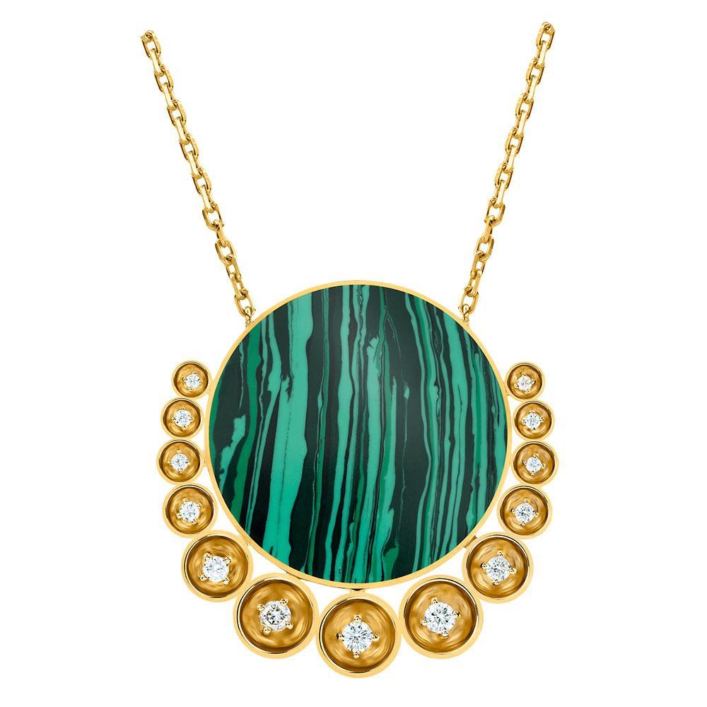 Bint Al Matar Yellow Gold Malachite Large Necklace