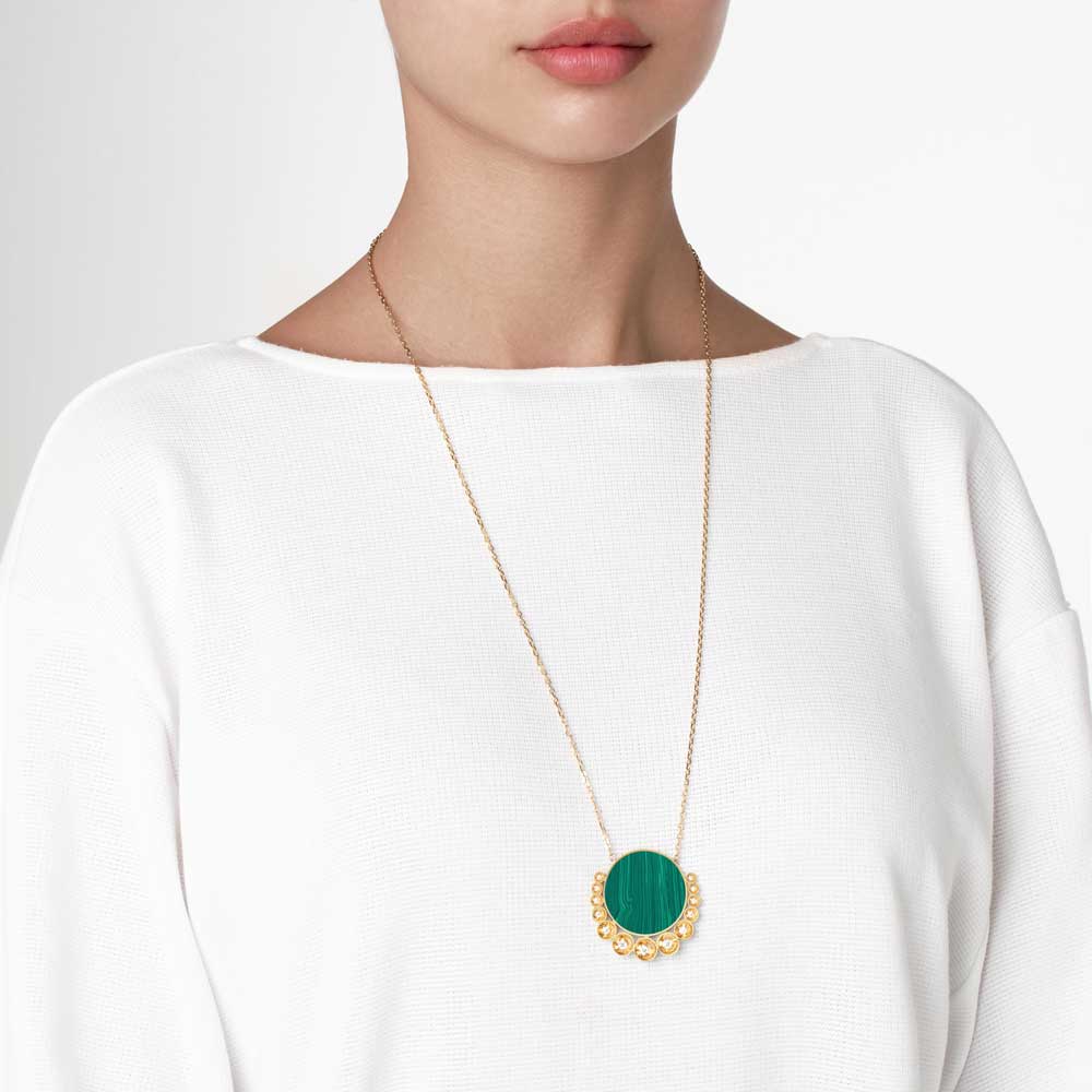 Bint Al Matar Yellow Gold Malachite Large Necklace - Image 2