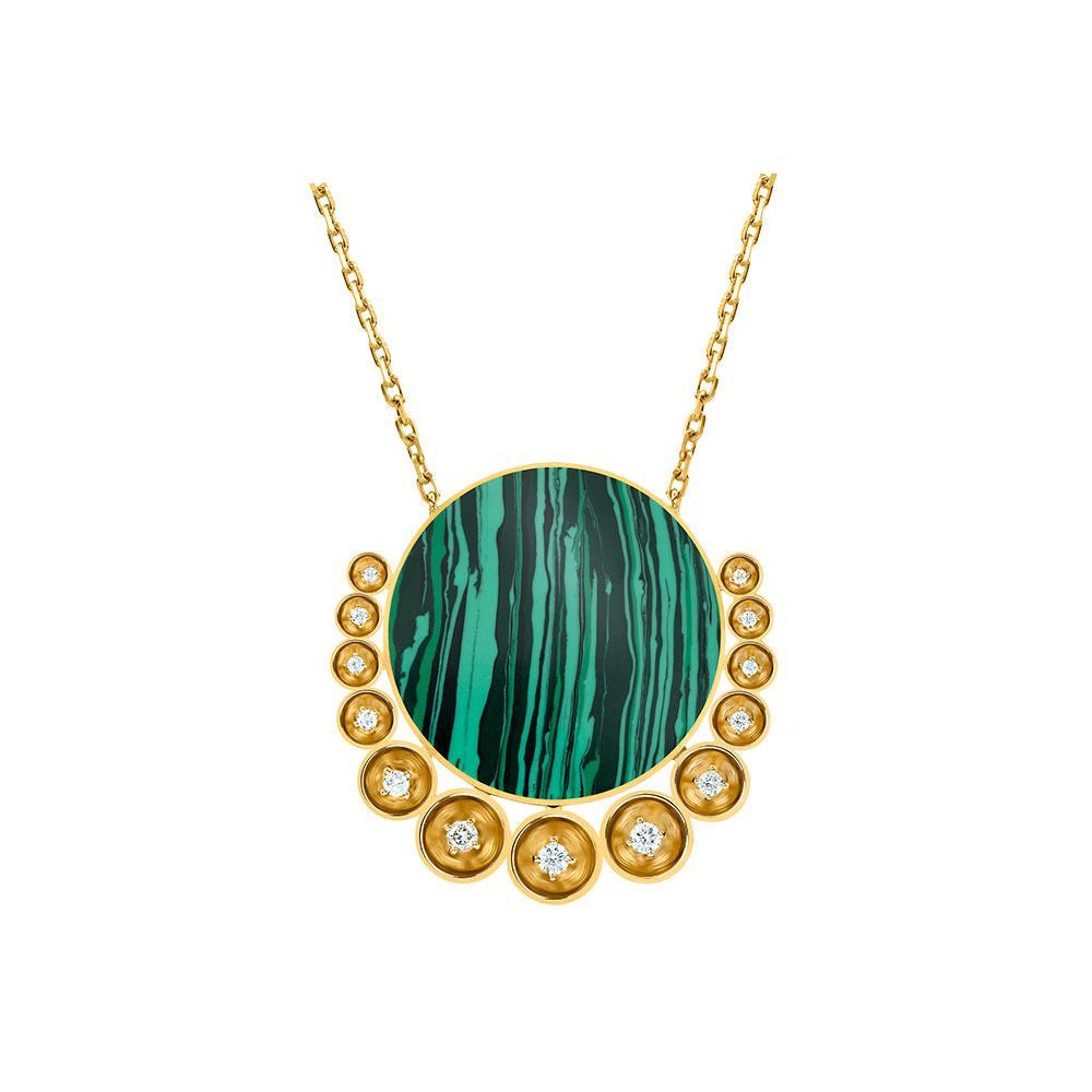Bint Al Matar Yellow Gold Malachite Medium Necklace