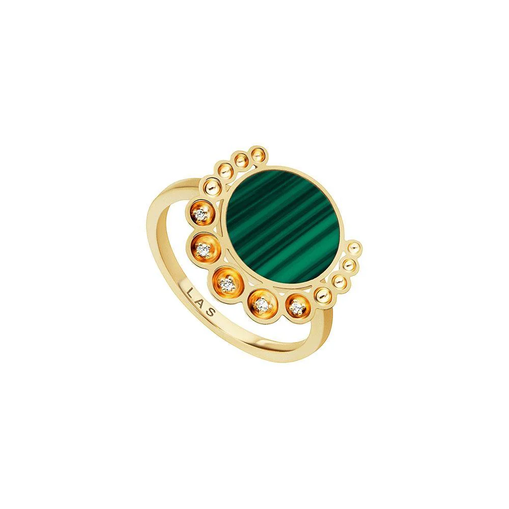 Bint Al Matar Yellow Gold Malachite Ring