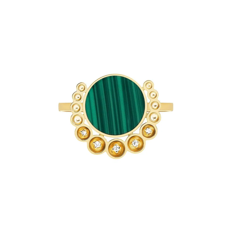 Bint Al Matar Yellow Gold Malachite Ring - Image 3