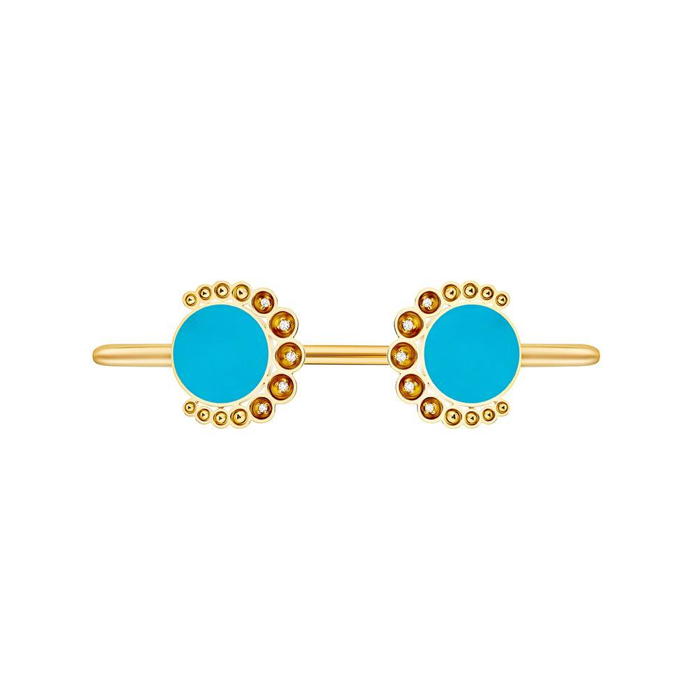 Bint Al Matar Yellow Gold Turquoise Bangle - Image 3