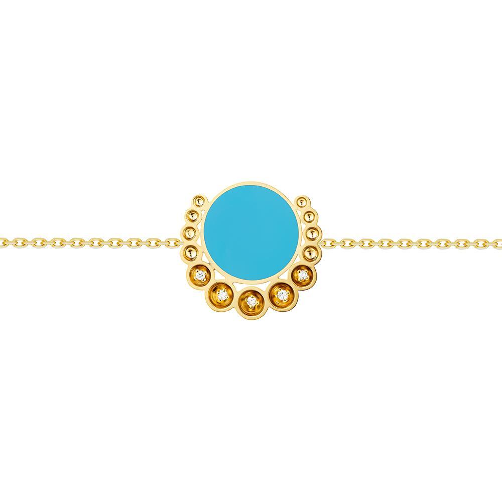 Bint Al Matar Yellow Gold Turquoise Bracelet - Image 3