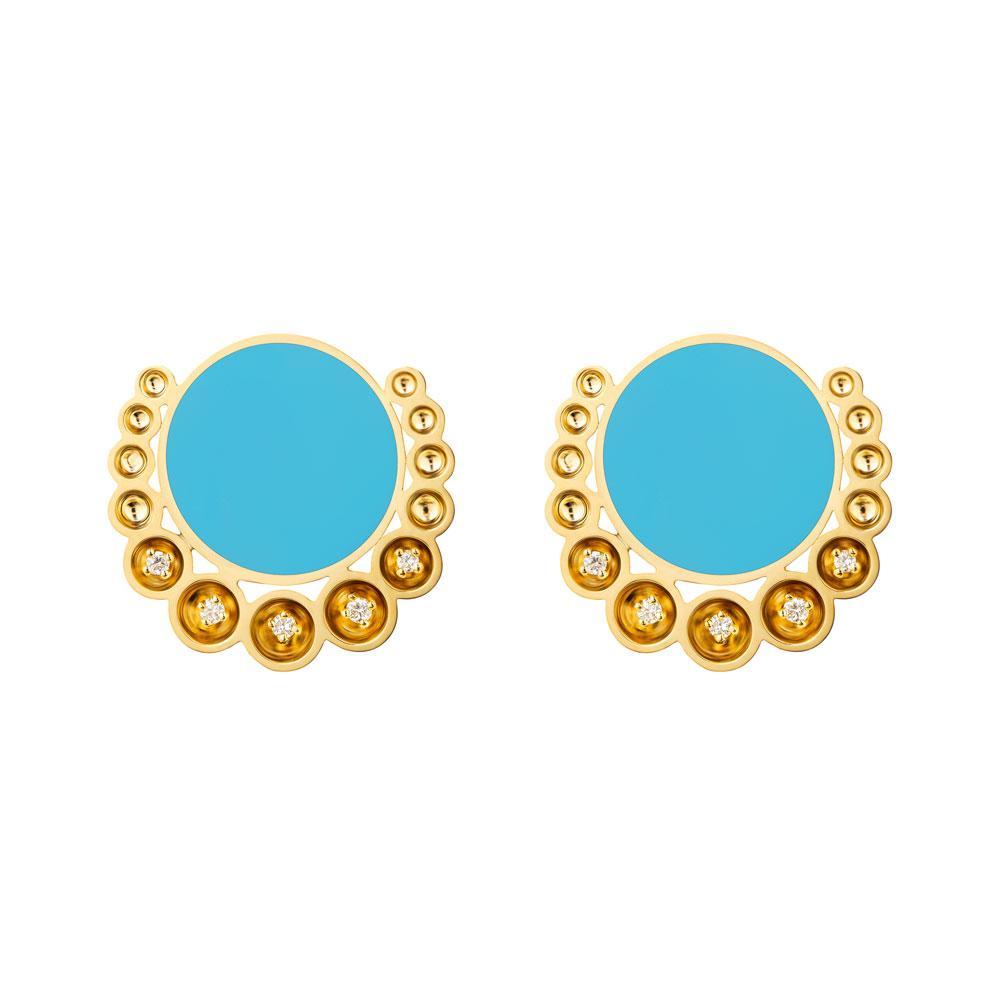 Bint Al Matar Yellow Gold Turquoise Earrings