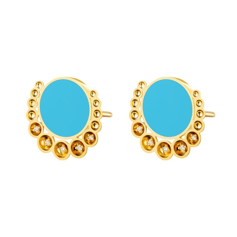 Bint Al Matar Yellow Gold Turquoise Earrings - Image 3