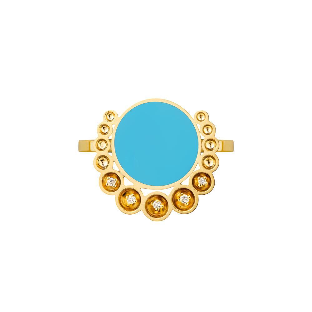 Bint Al Matar Yellow Gold Turquoise Ring - Image 3