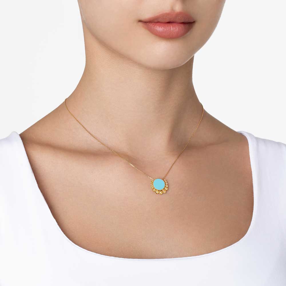 Bint Al Matar Yellow Gold Turquoise Small Necklace - Image 2