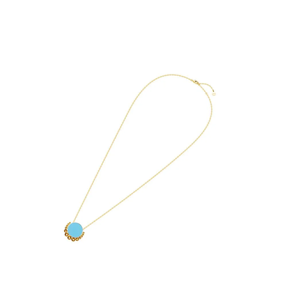 Bint Al Matar Yellow Gold Turquoise Small Necklace - Image 3