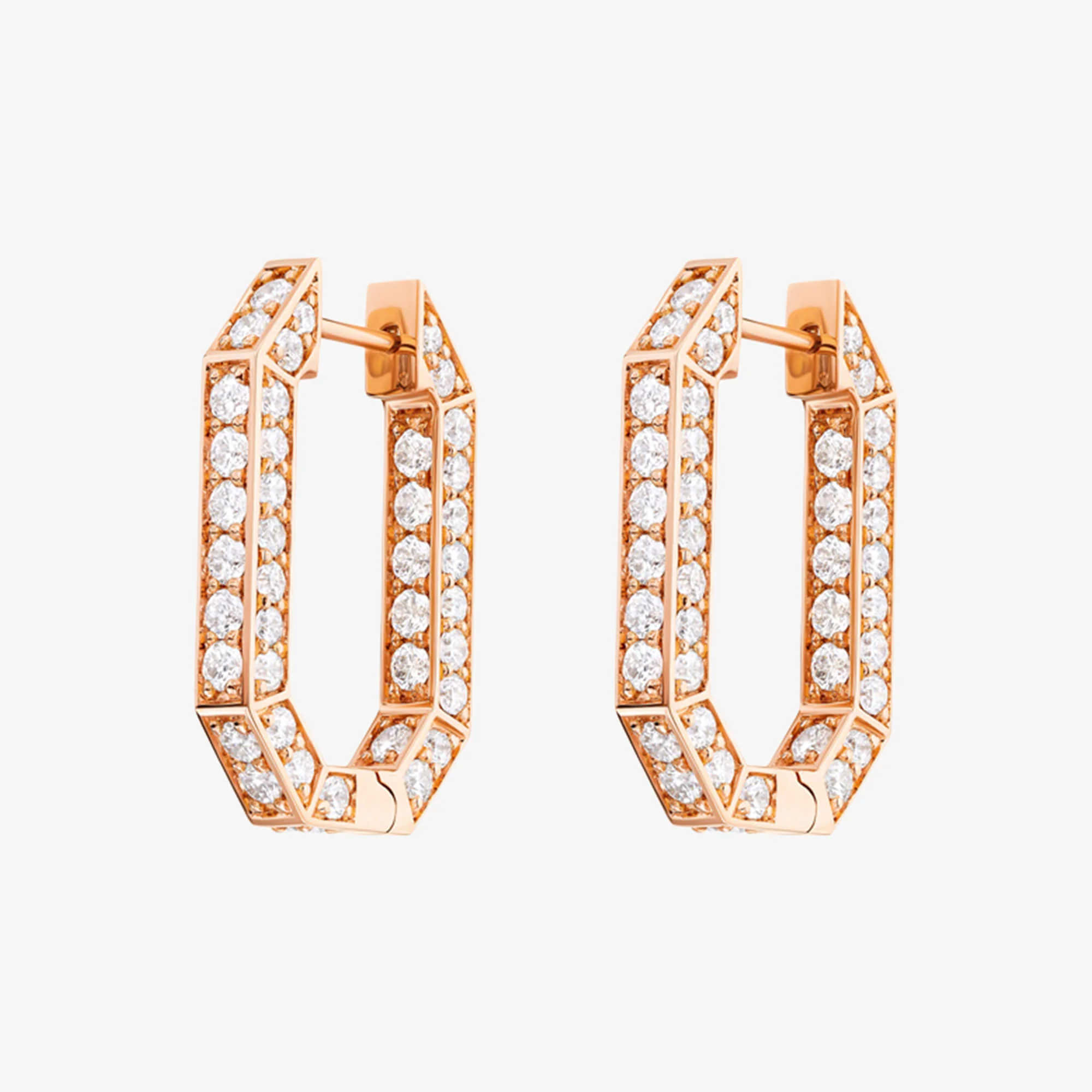 Classic Birwaz Rose Gold Diamond Hoop Earrings - Image 3