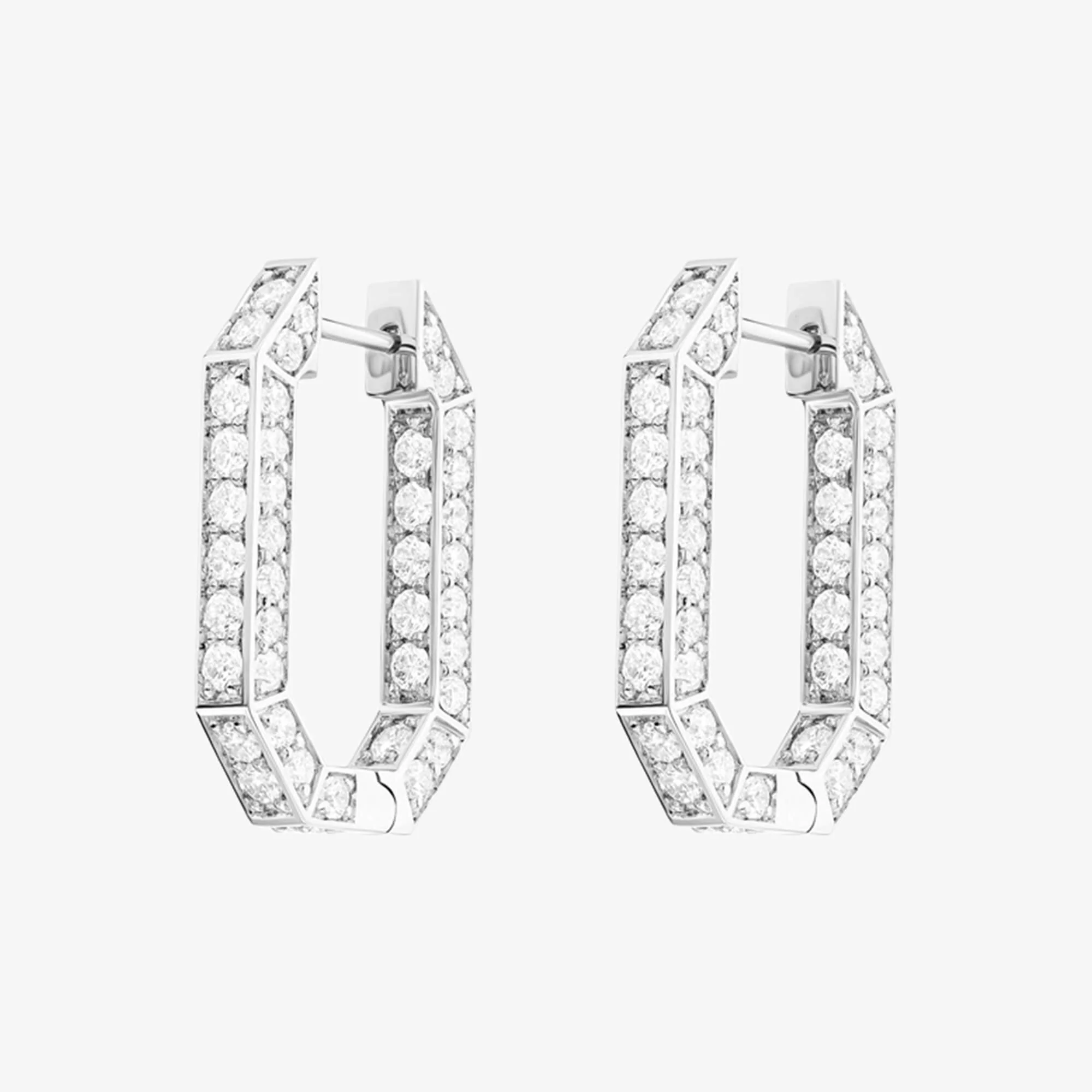 Classic Birwaz White Gold Diamond Hoop Earrings - Image 3