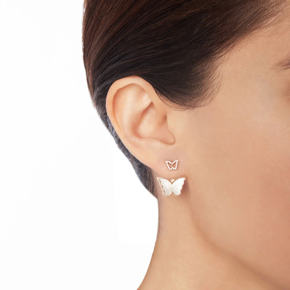 Classic Butterfly Rose Gold Mother of Pearl Ear Jacket - Image 2