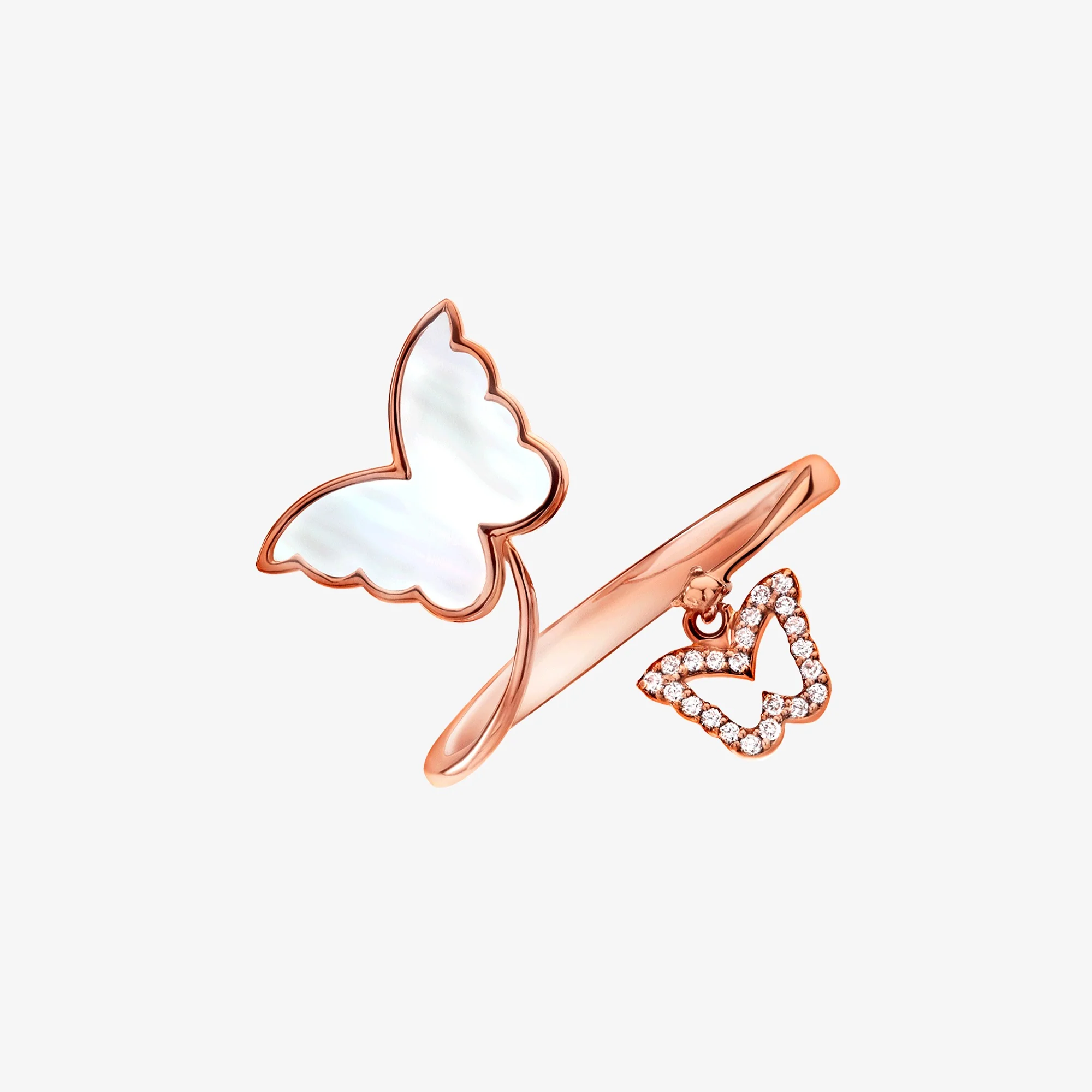 Classic Butterfly Rose Gold Mother of Pearl Kids Ring