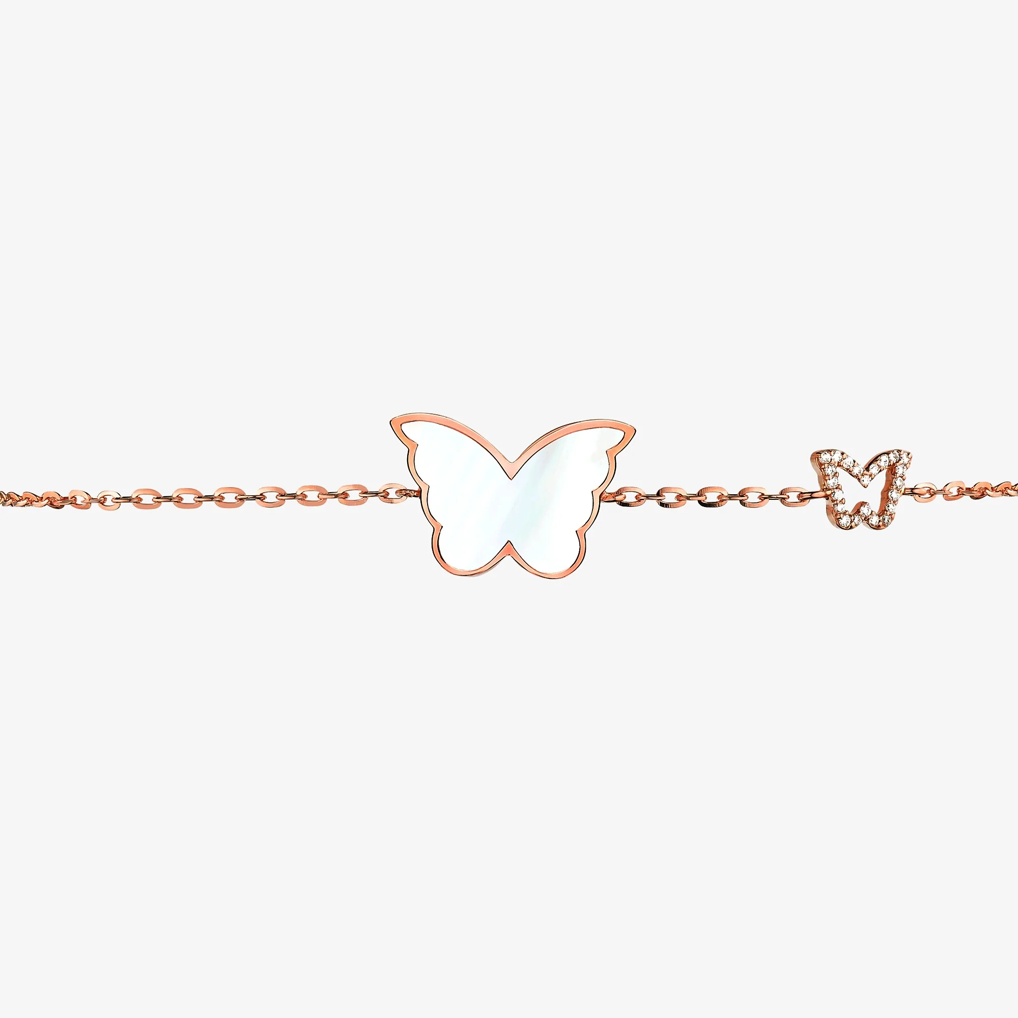 Classic Butterfly Rose Gold Mother of Pearl Single Bracelet - Image 3