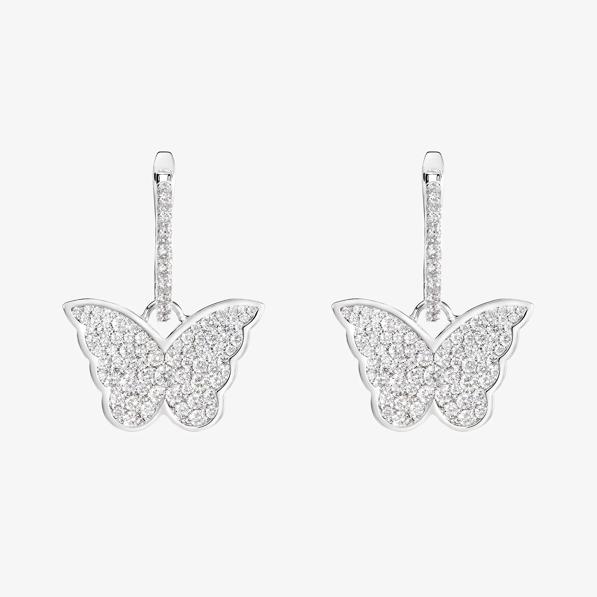 Classic Butterfly White Gold Diamond Reversible Large Earring - Image 3