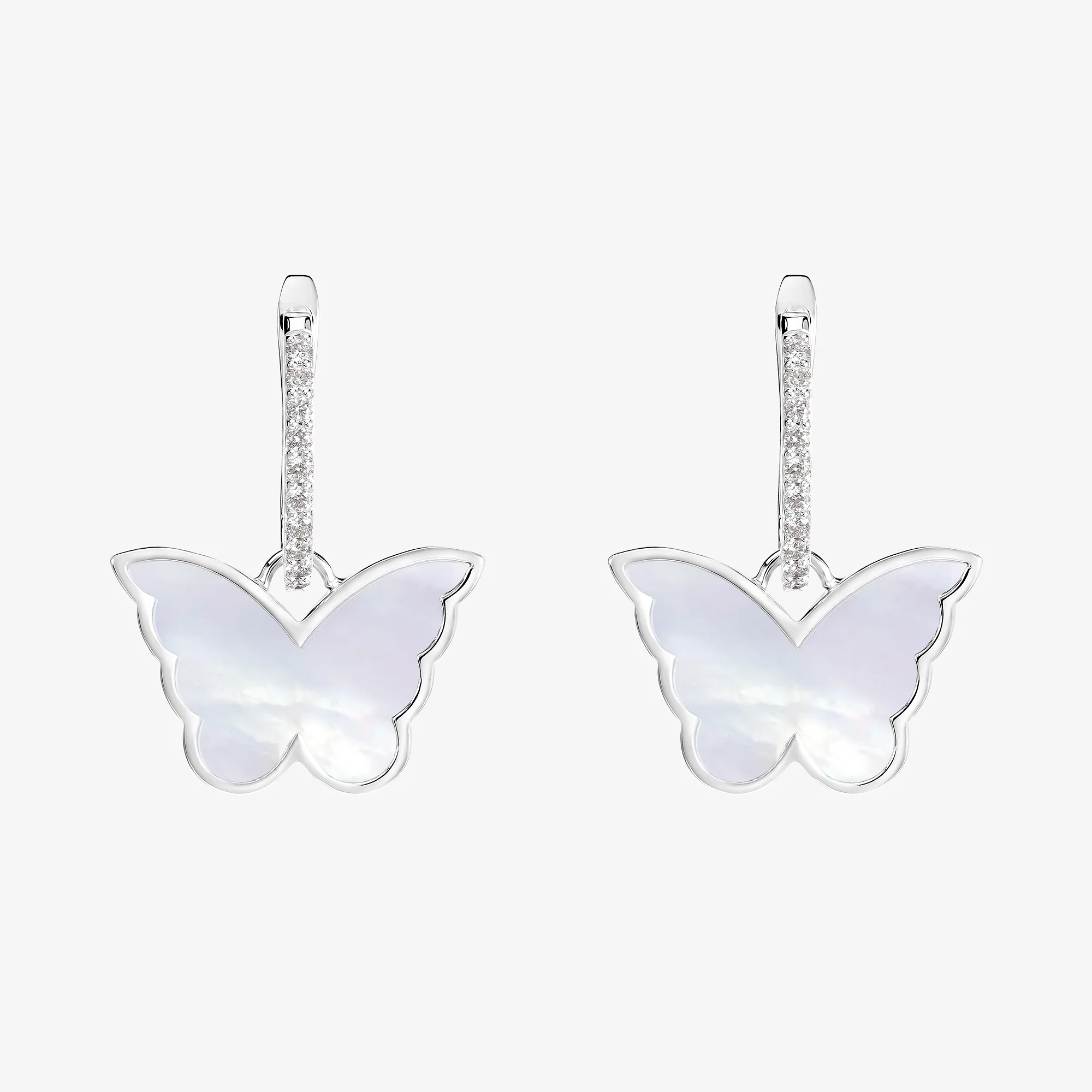 Classic Butterfly White Gold Diamond Reversible Large Earring - Image 4