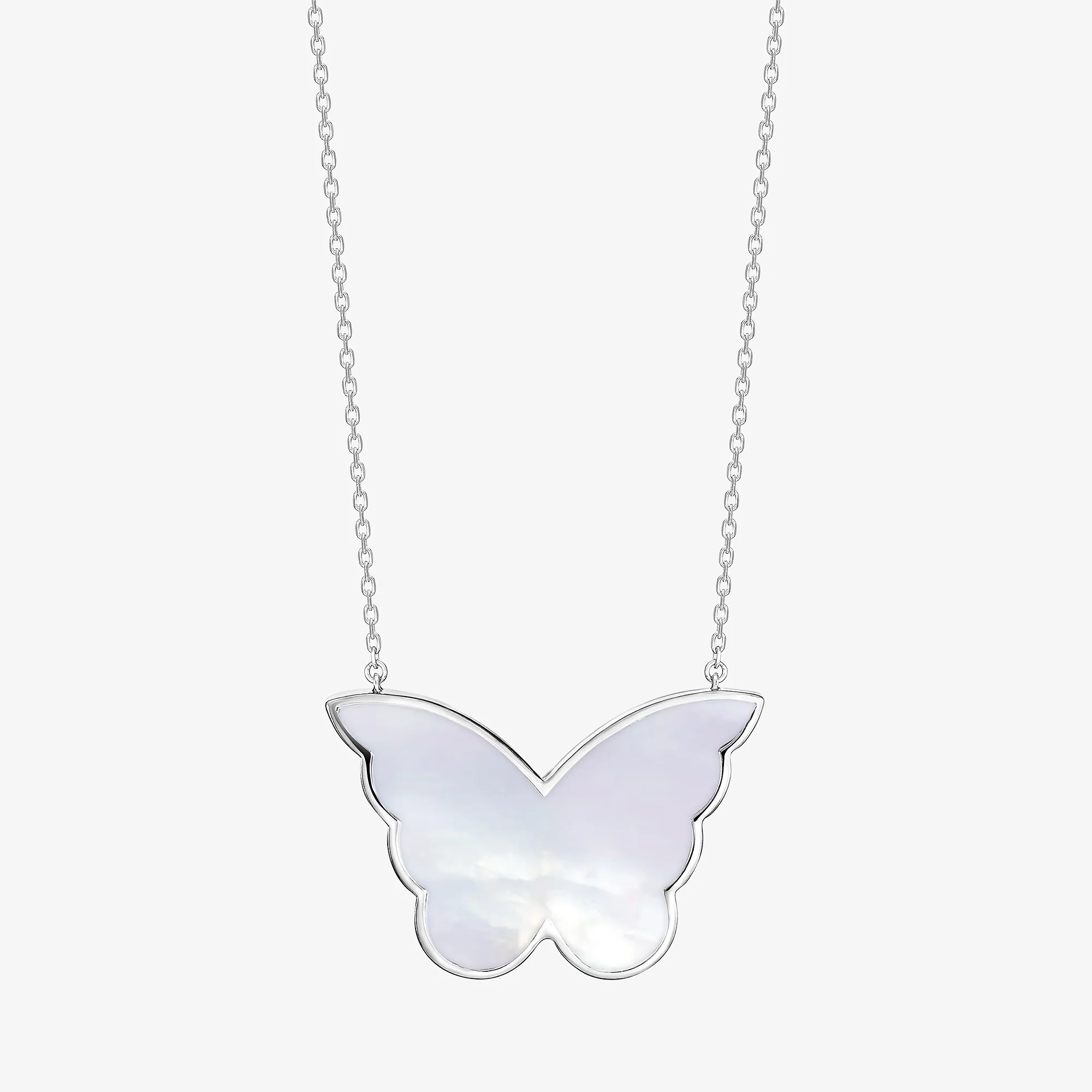 Classic Butterfly White Gold Diamond Reversible Large Necklace - Image 2