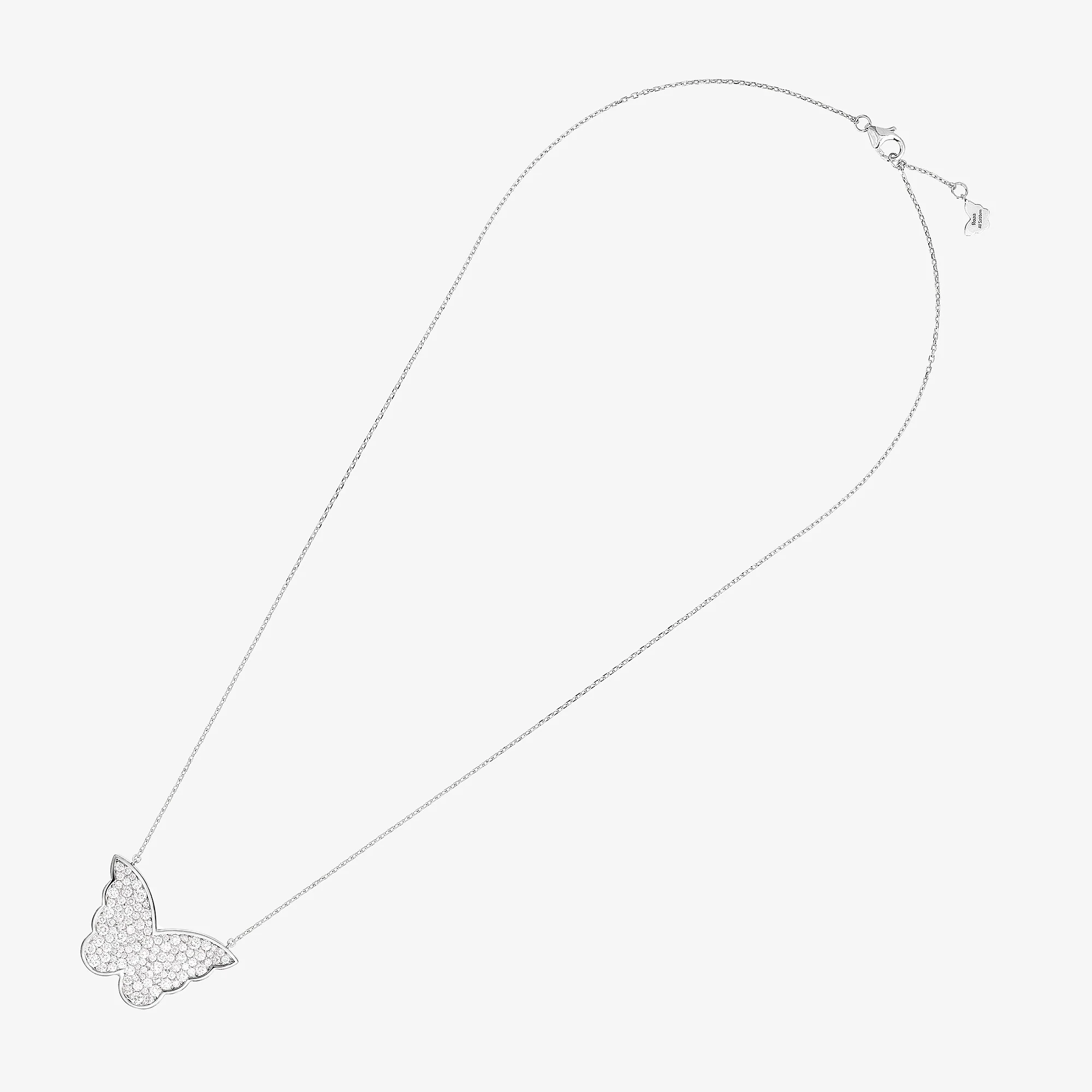 Classic Butterfly White Gold Diamond Reversible Large Necklace - Image 3