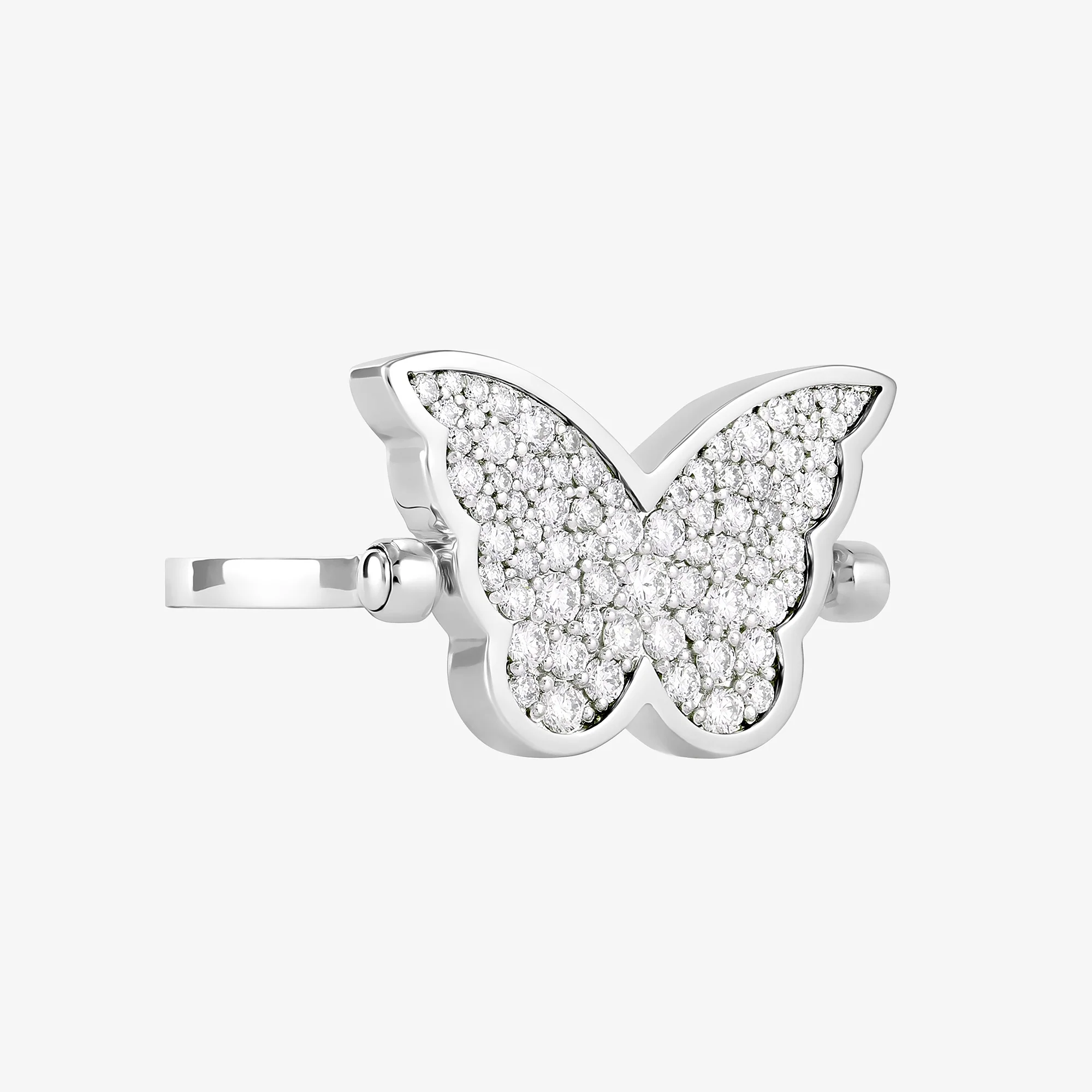 Classic Butterfly White Gold Diamond Reversible Large Ring - Image 3