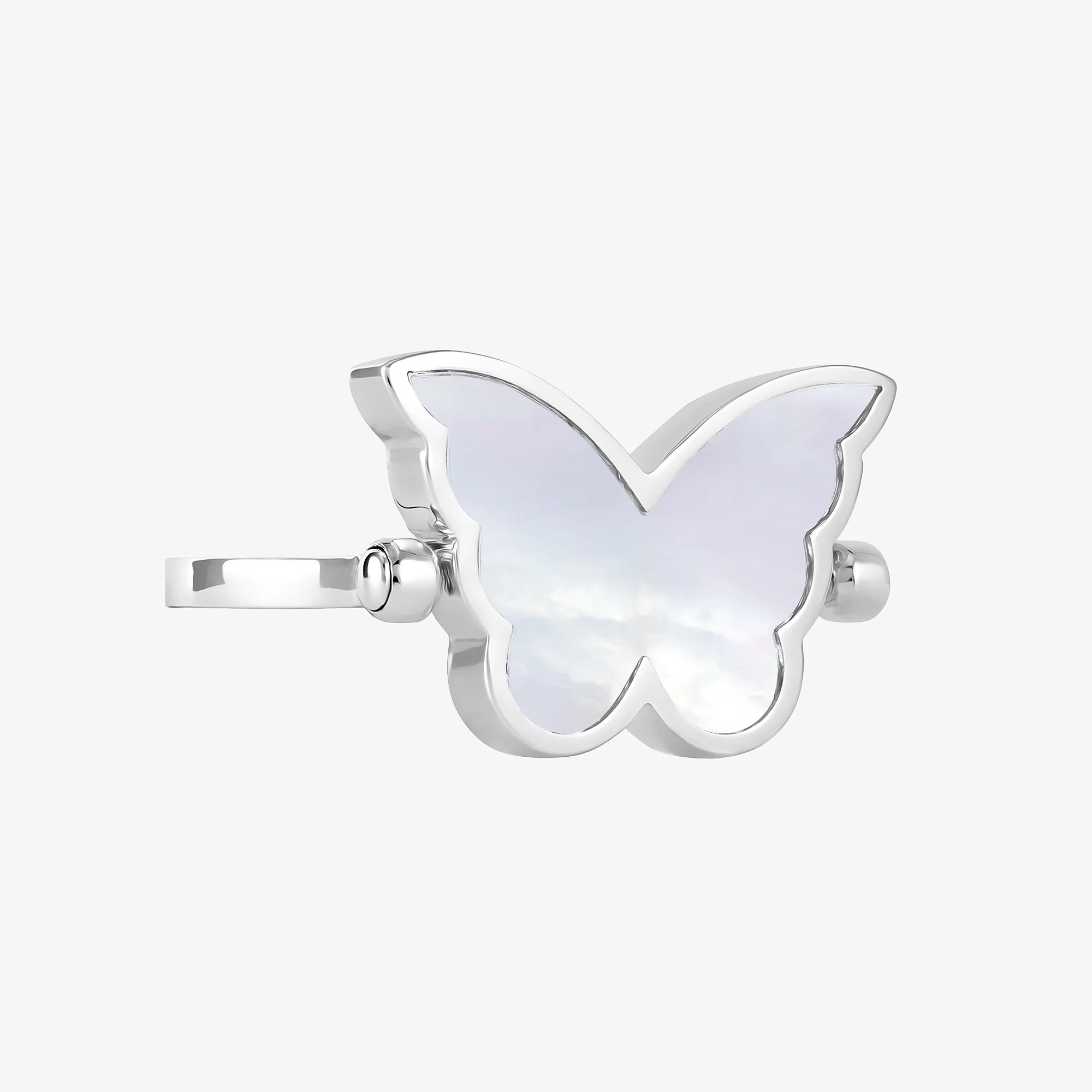 Classic Butterfly White Gold Diamond Reversible Large Ring - Image 4