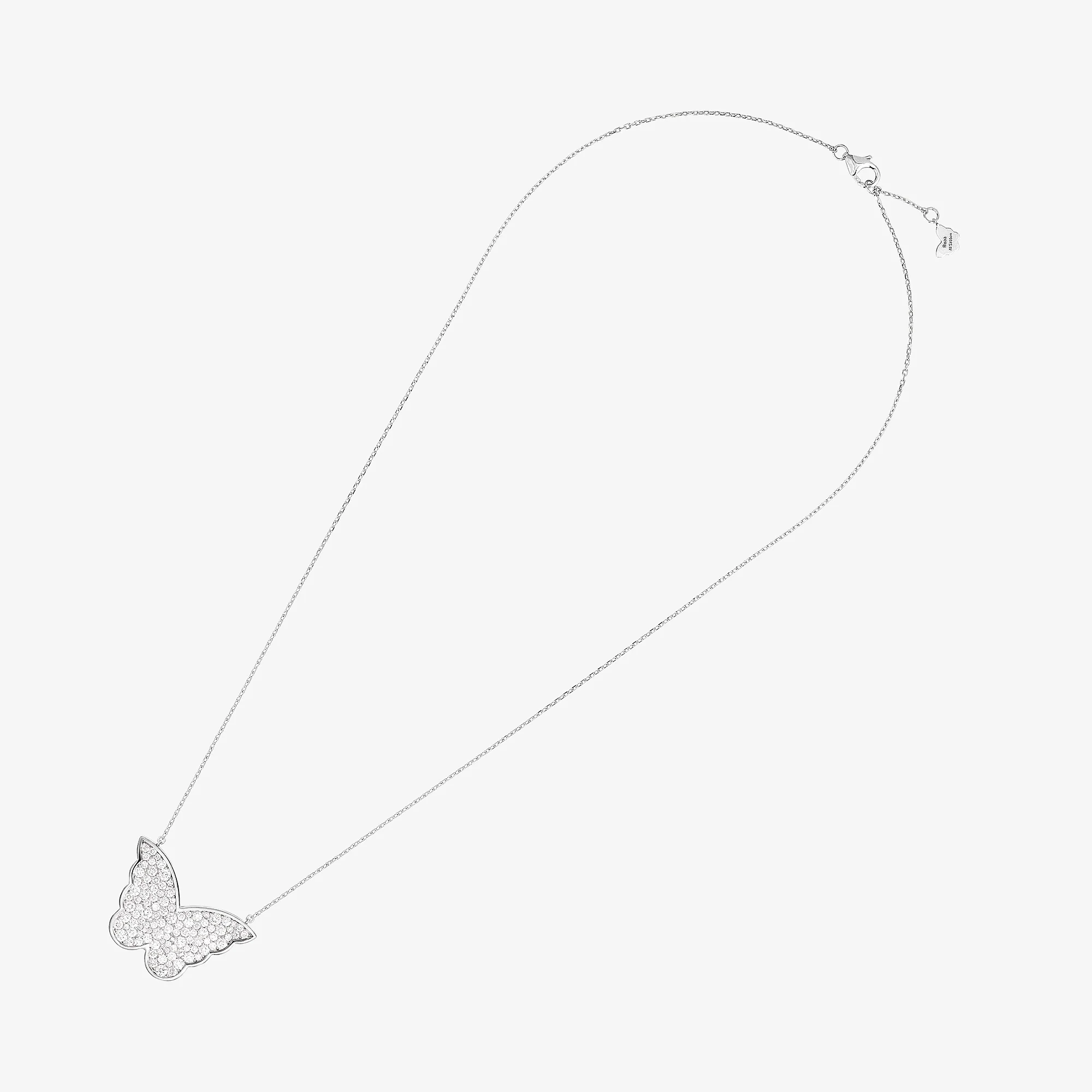 Classic Butterfly White Gold Diamond Reversible Medium Necklace - Image 3