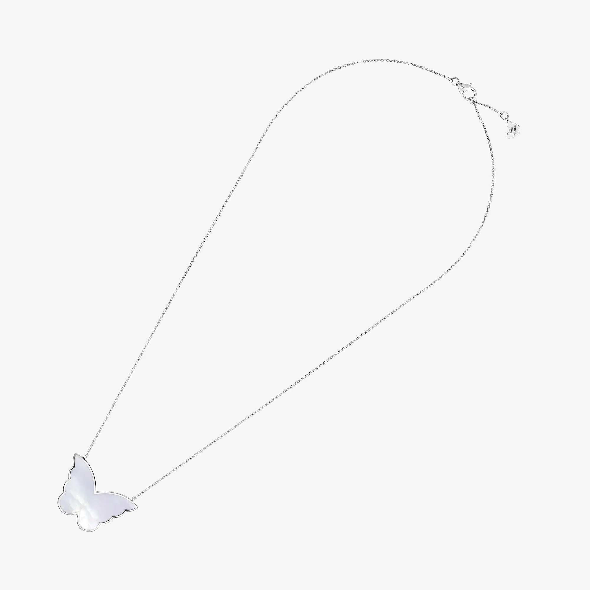 Classic Butterfly White Gold Diamond Reversible Medium Necklace - Image 4