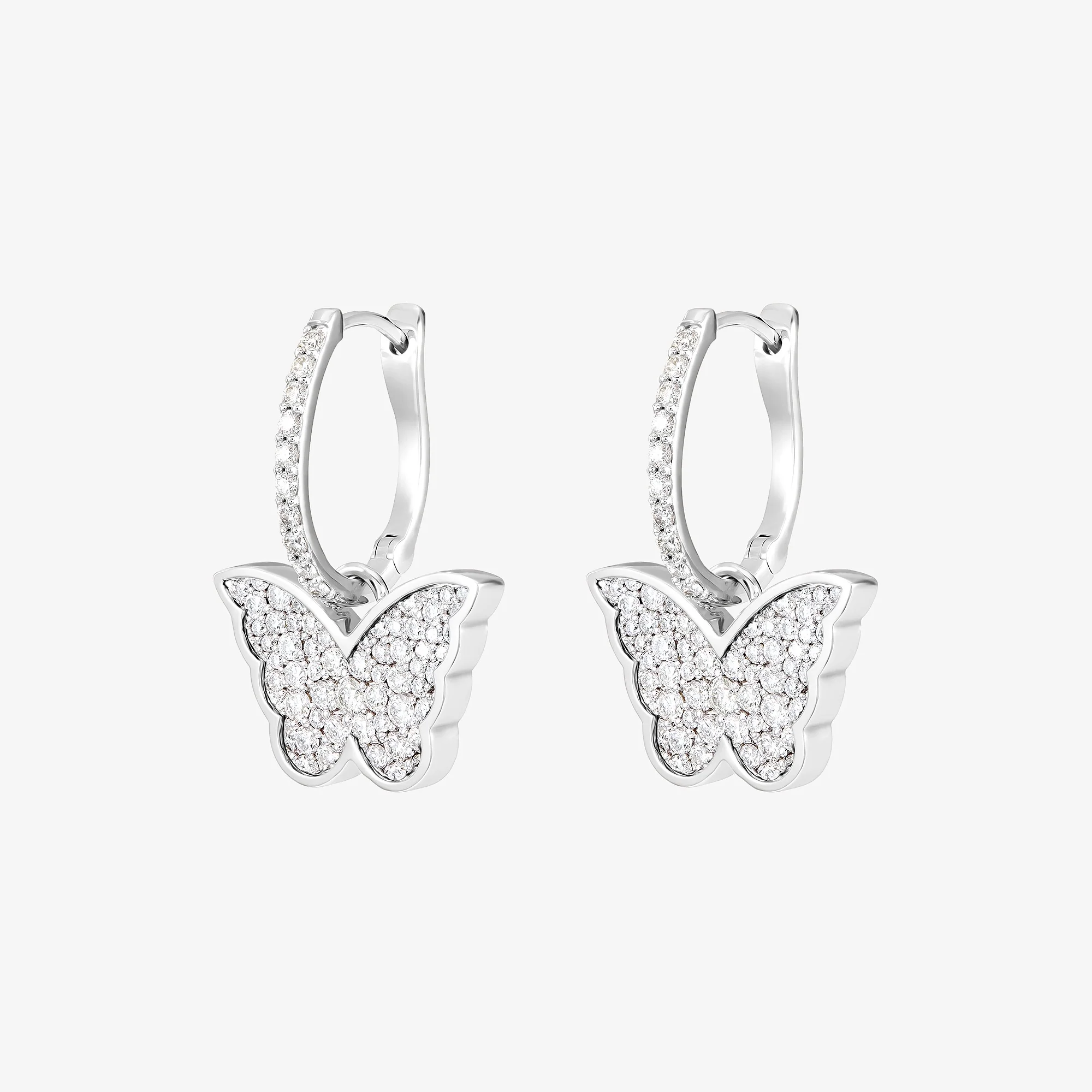 Classic Butterfly White Gold Diamond Reversible Small Earring