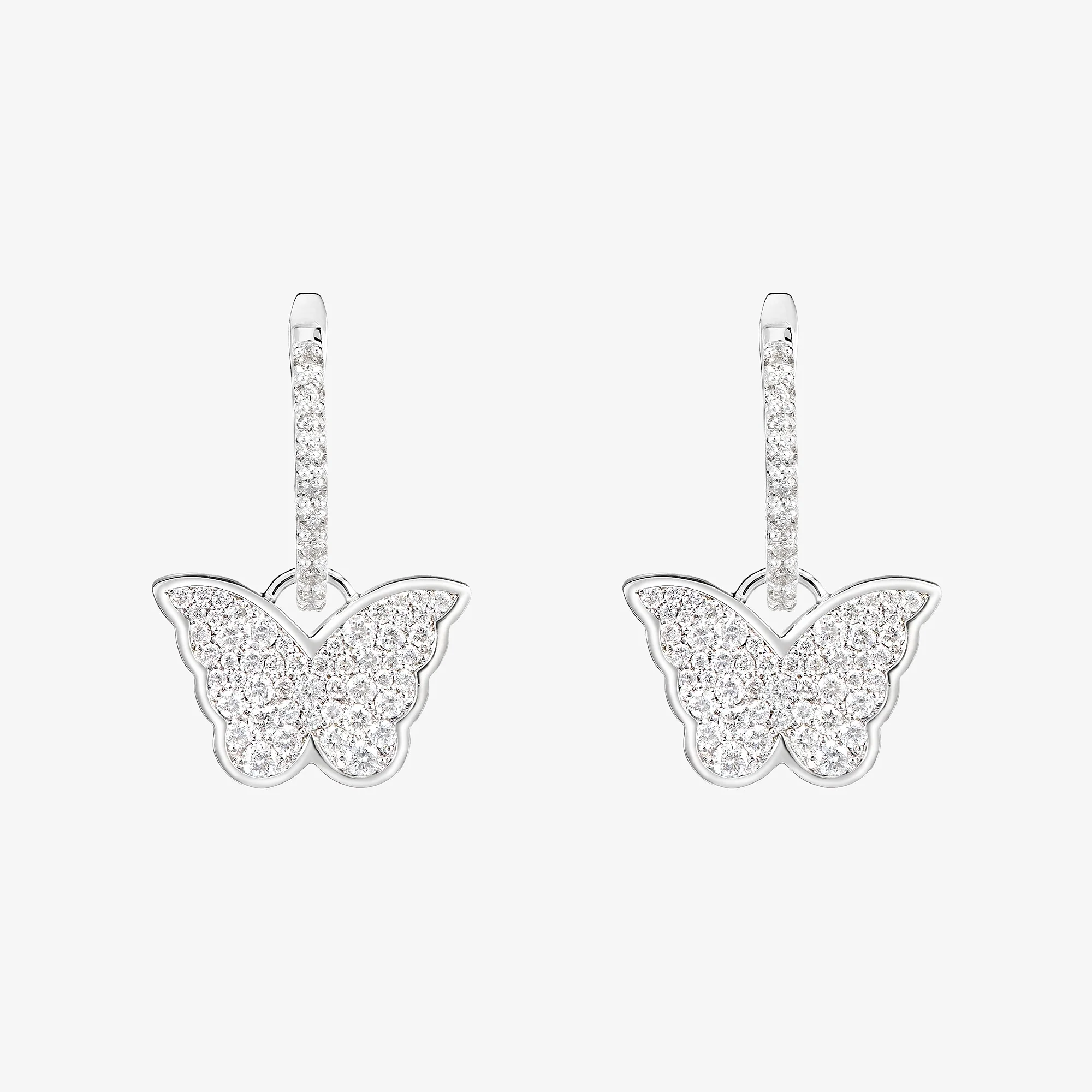 Classic Butterfly White Gold Diamond Reversible Small Earring - Image 3