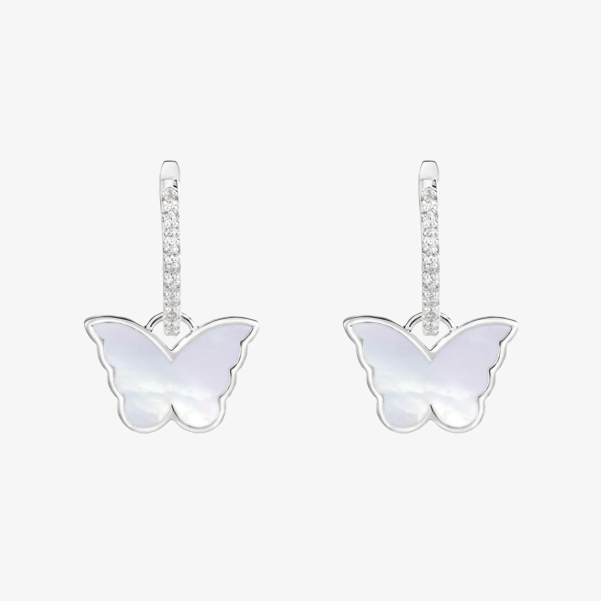 Classic Butterfly White Gold Diamond Reversible Small Earring - Image 4