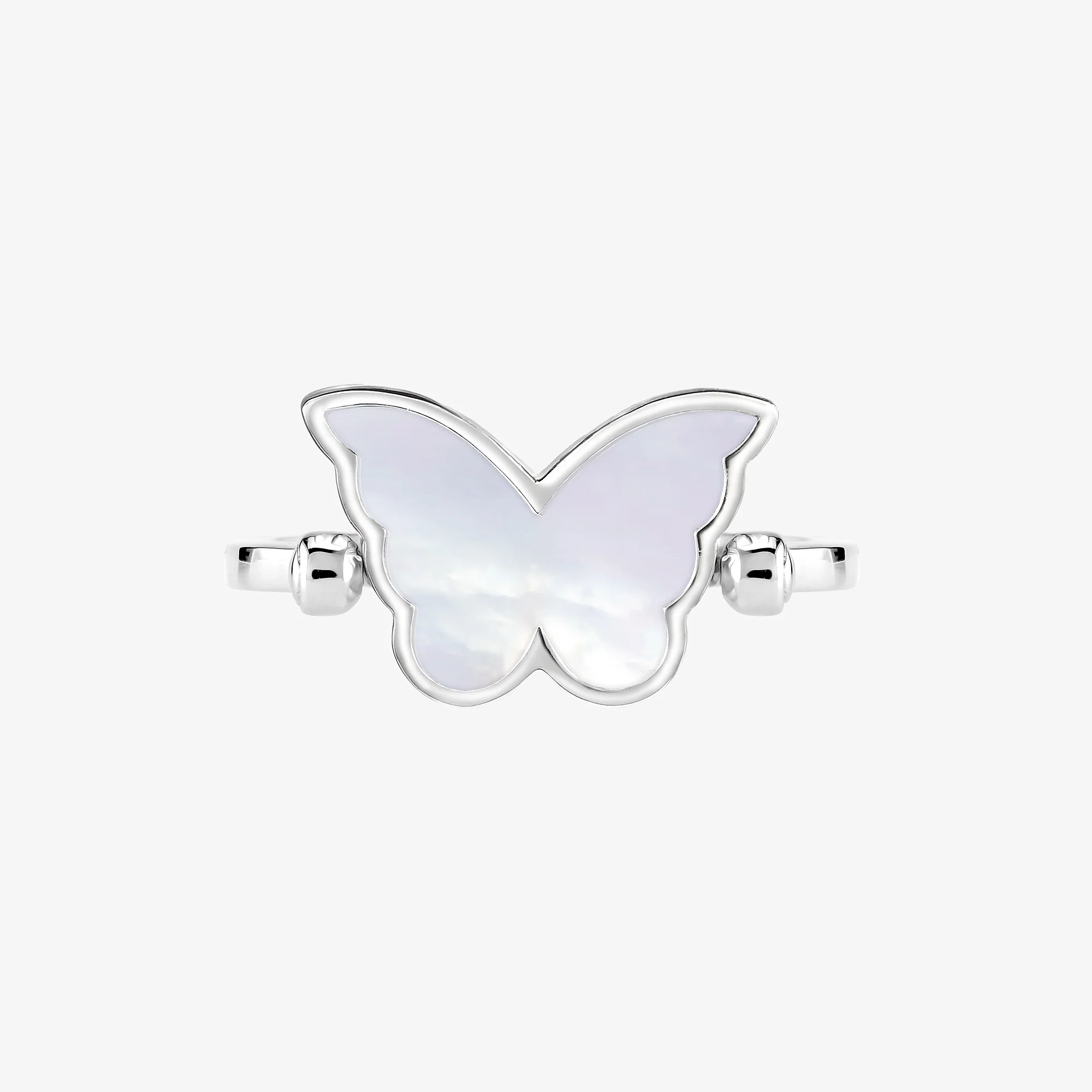 Classic Butterfly White Gold Diamond Reversible Small Ring - Image 2