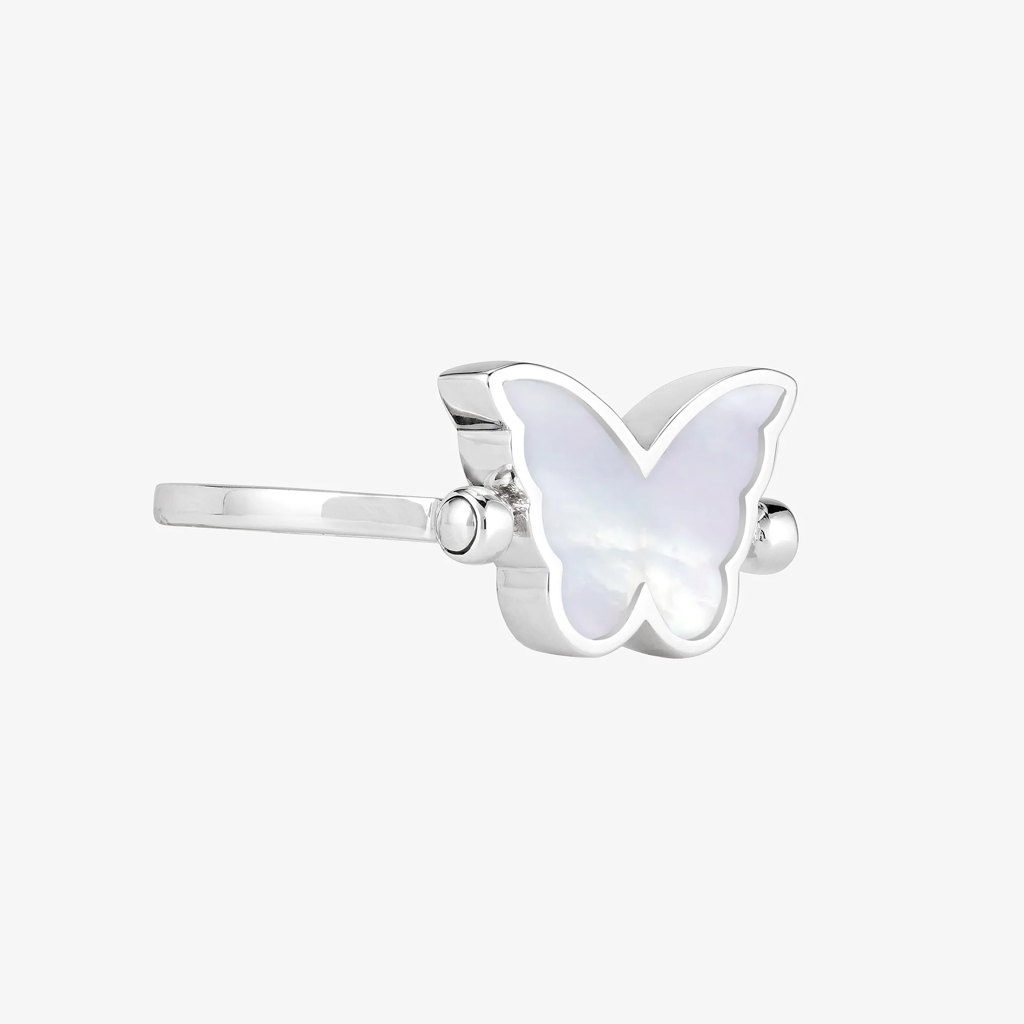 Classic Butterfly White Gold Diamond Reversible Small Ring - Image 4