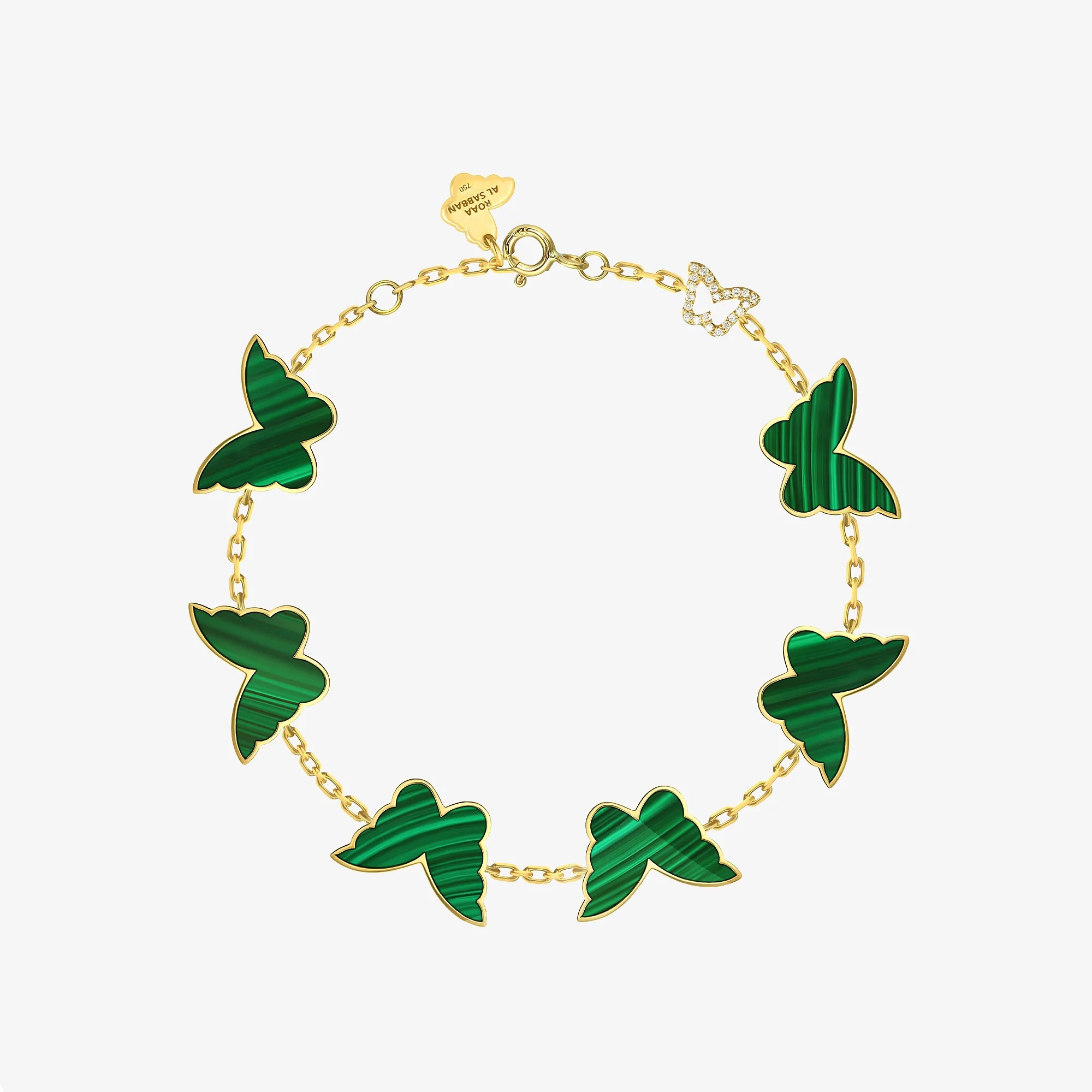 Classic Butterfly Yellow Gold Malachite Multi Bracelet - Image 3