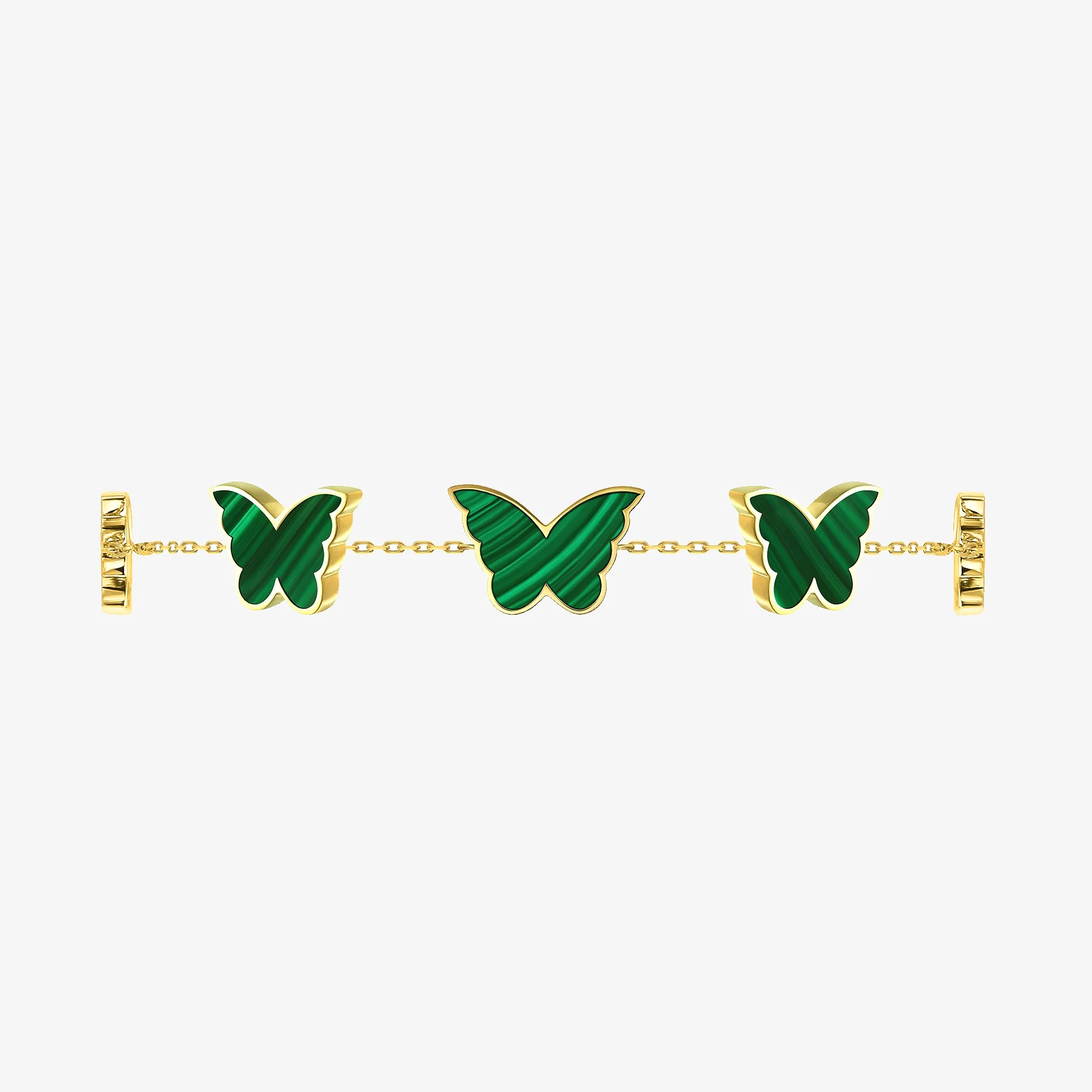 Classic Butterfly Yellow Gold Malachite Multi Bracelet - Image 4