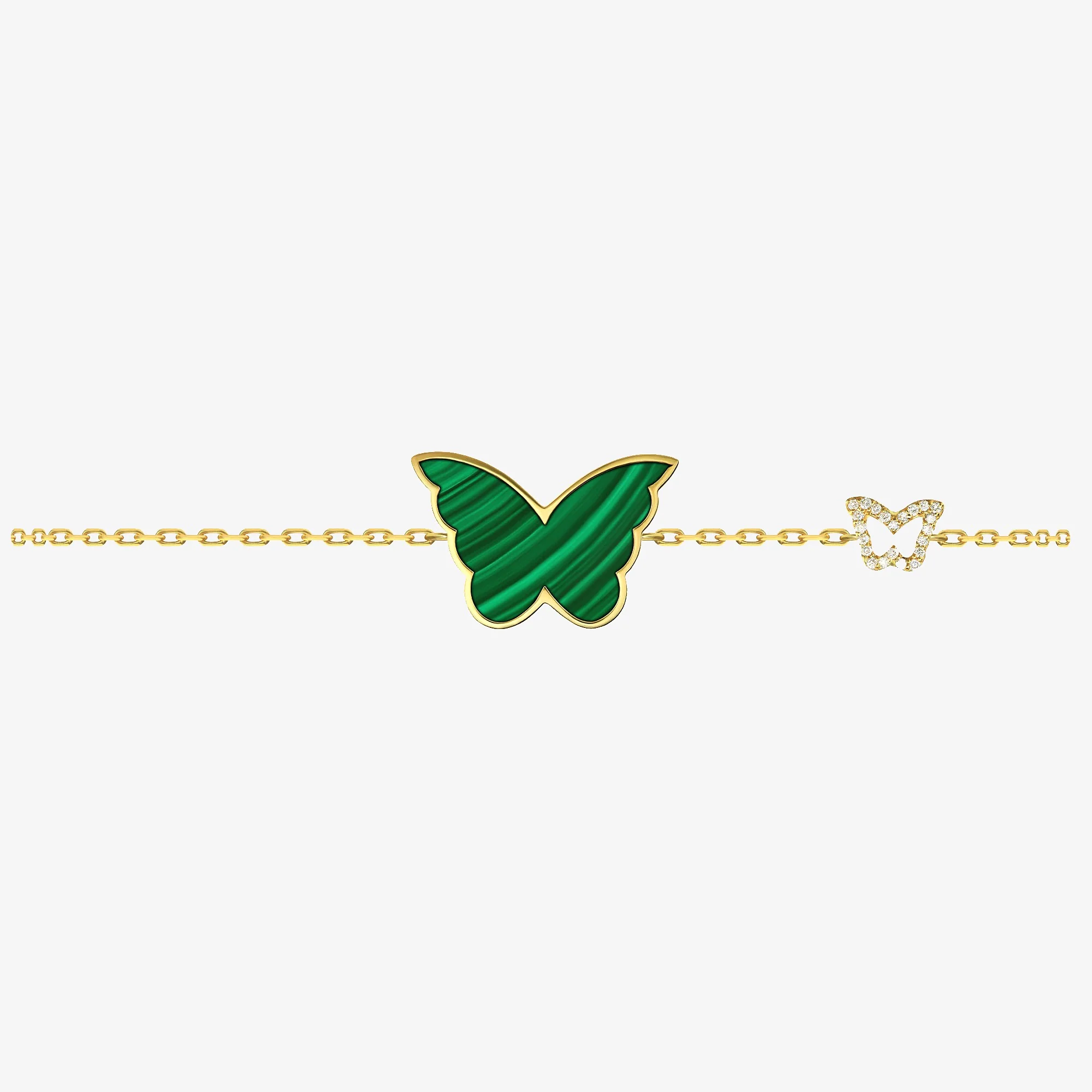Classic Butterfly Yellow Gold Malachite Single Bracelet - Image 3