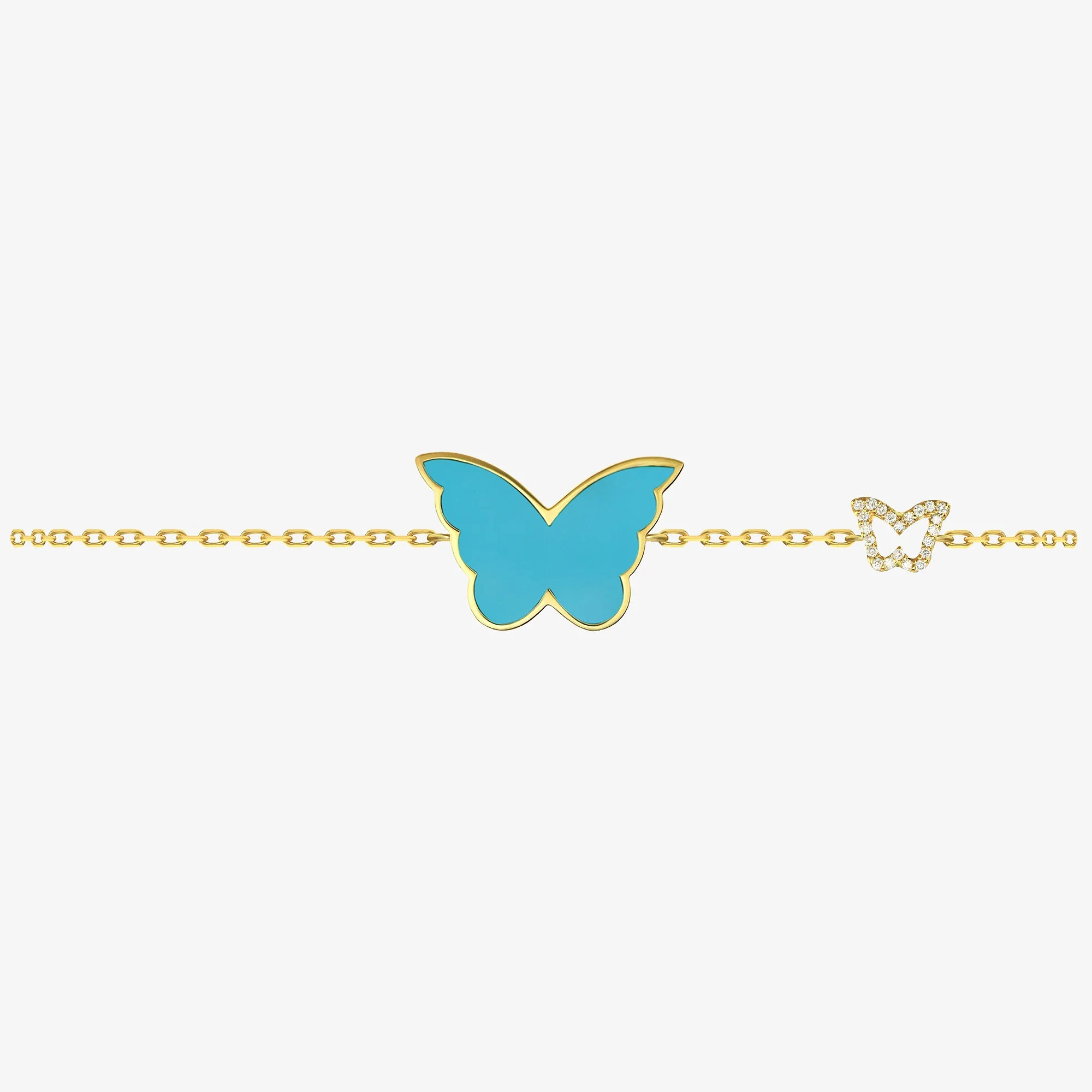 Classic Butterfly Yellow Gold Turquoise Single Bracelet - Image 3