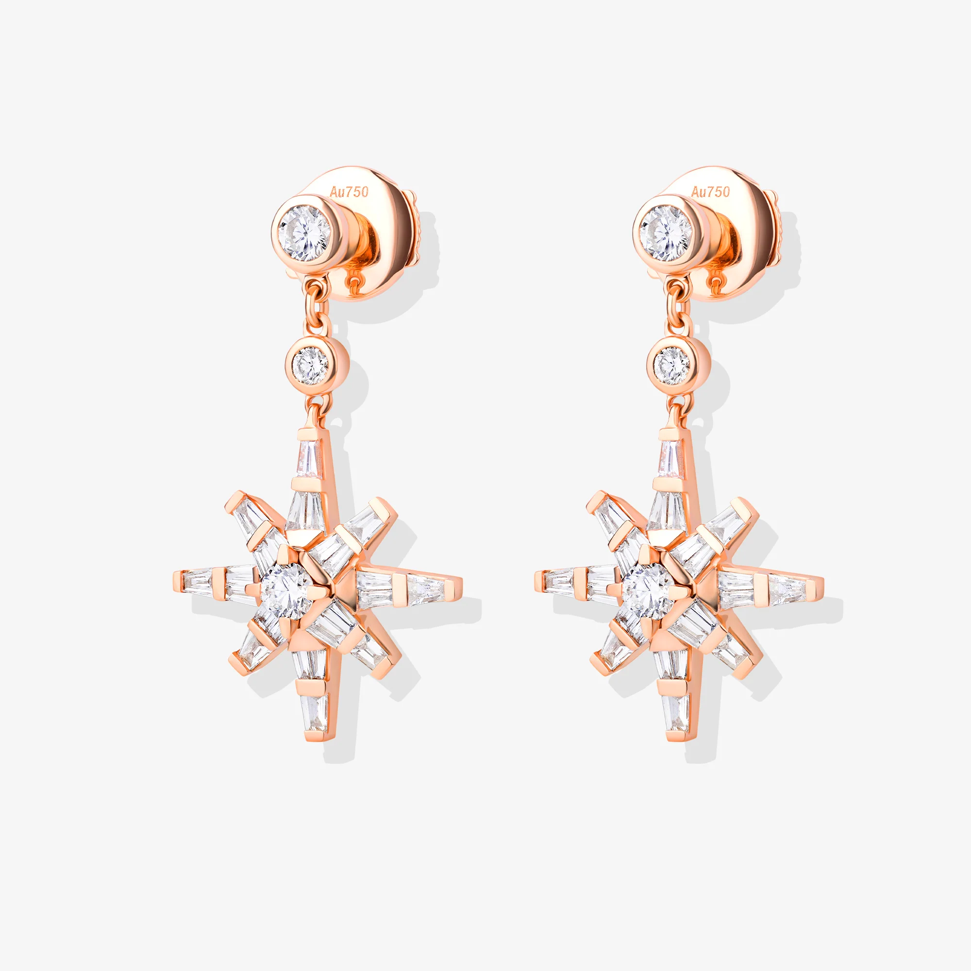 Daw Rose Gold Diamond Dangling Earrings - Image 3