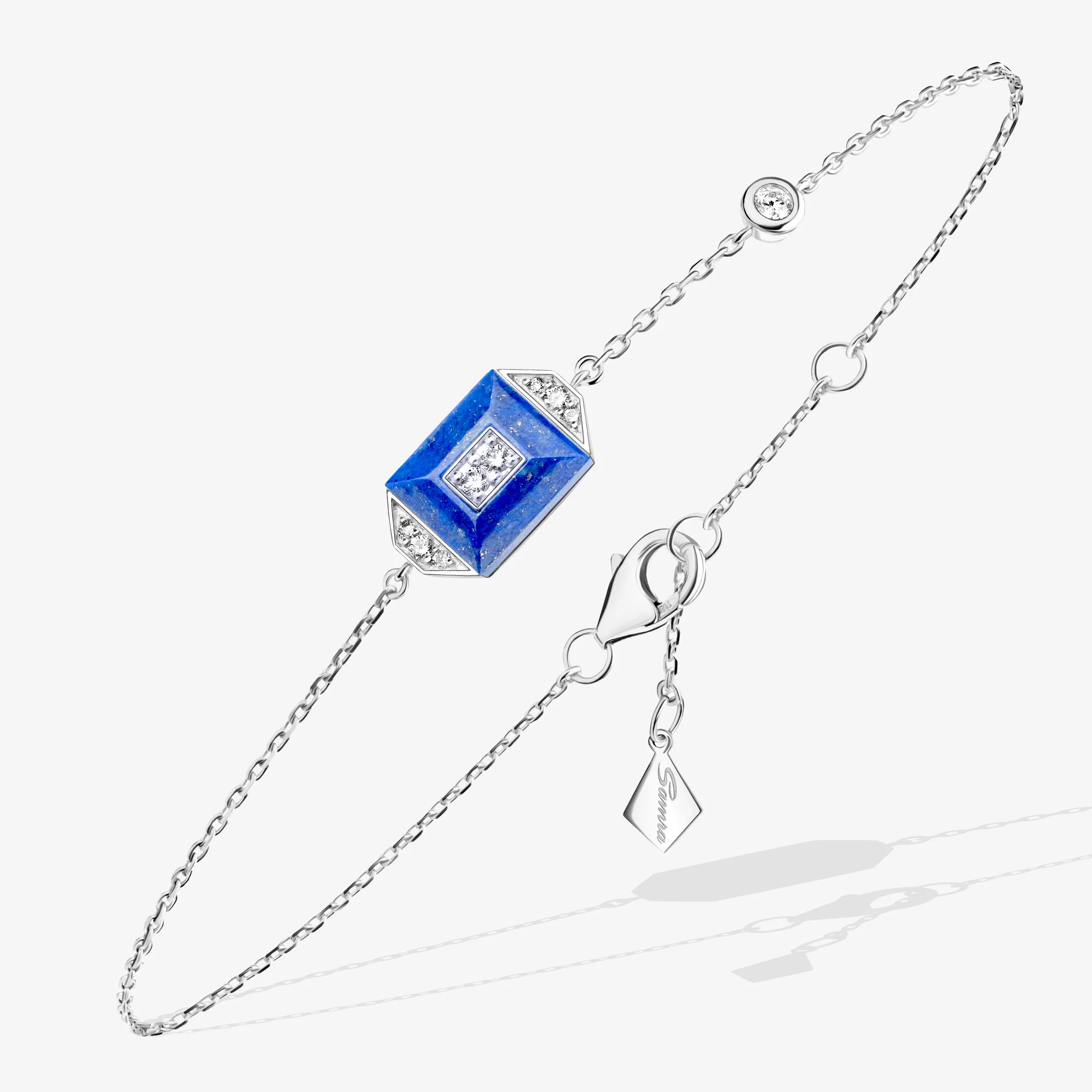 Layl White Gold Diamond Lapis Lazuli Bracelet
