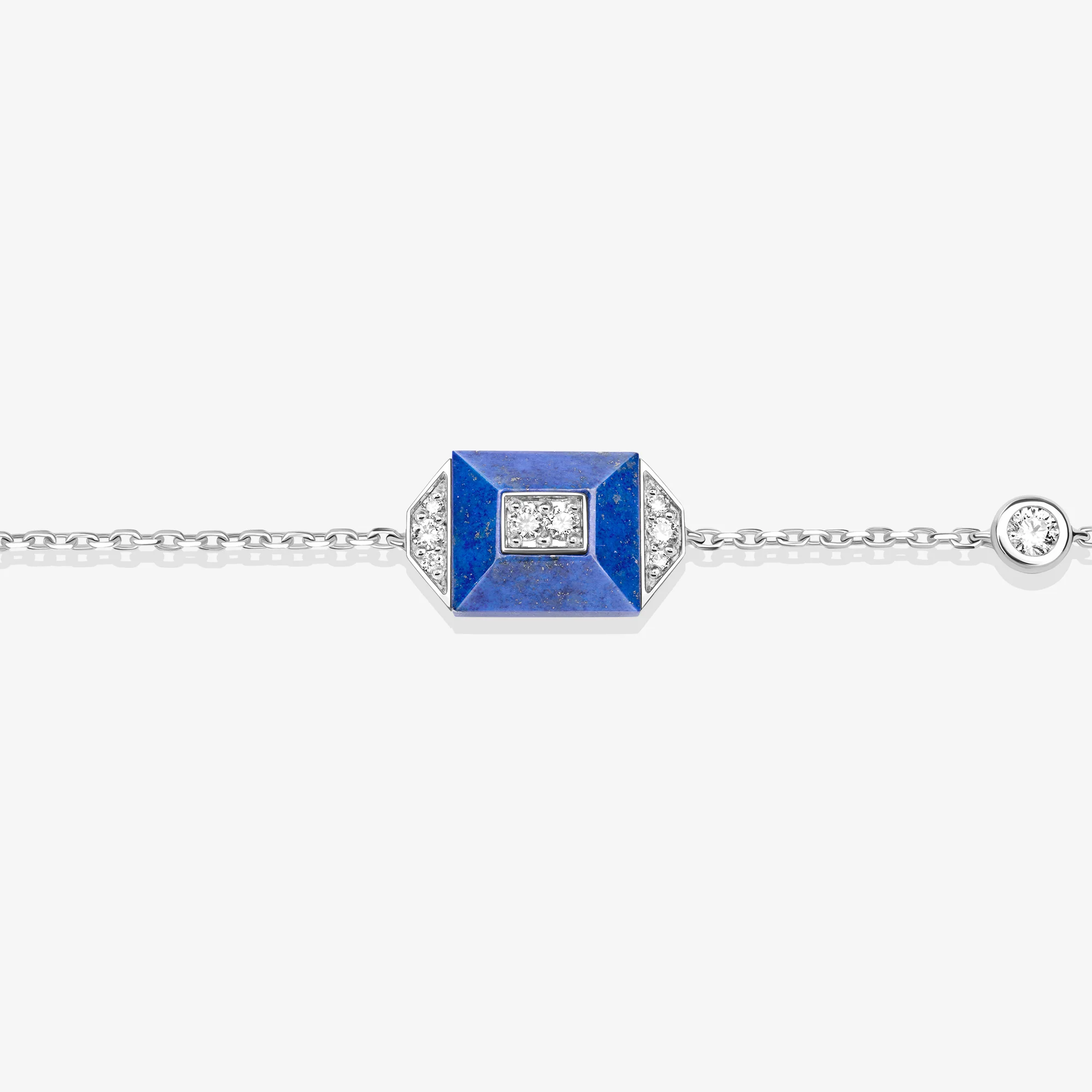 Layl White Gold Diamond Lapis Lazuli Bracelet - Image 3