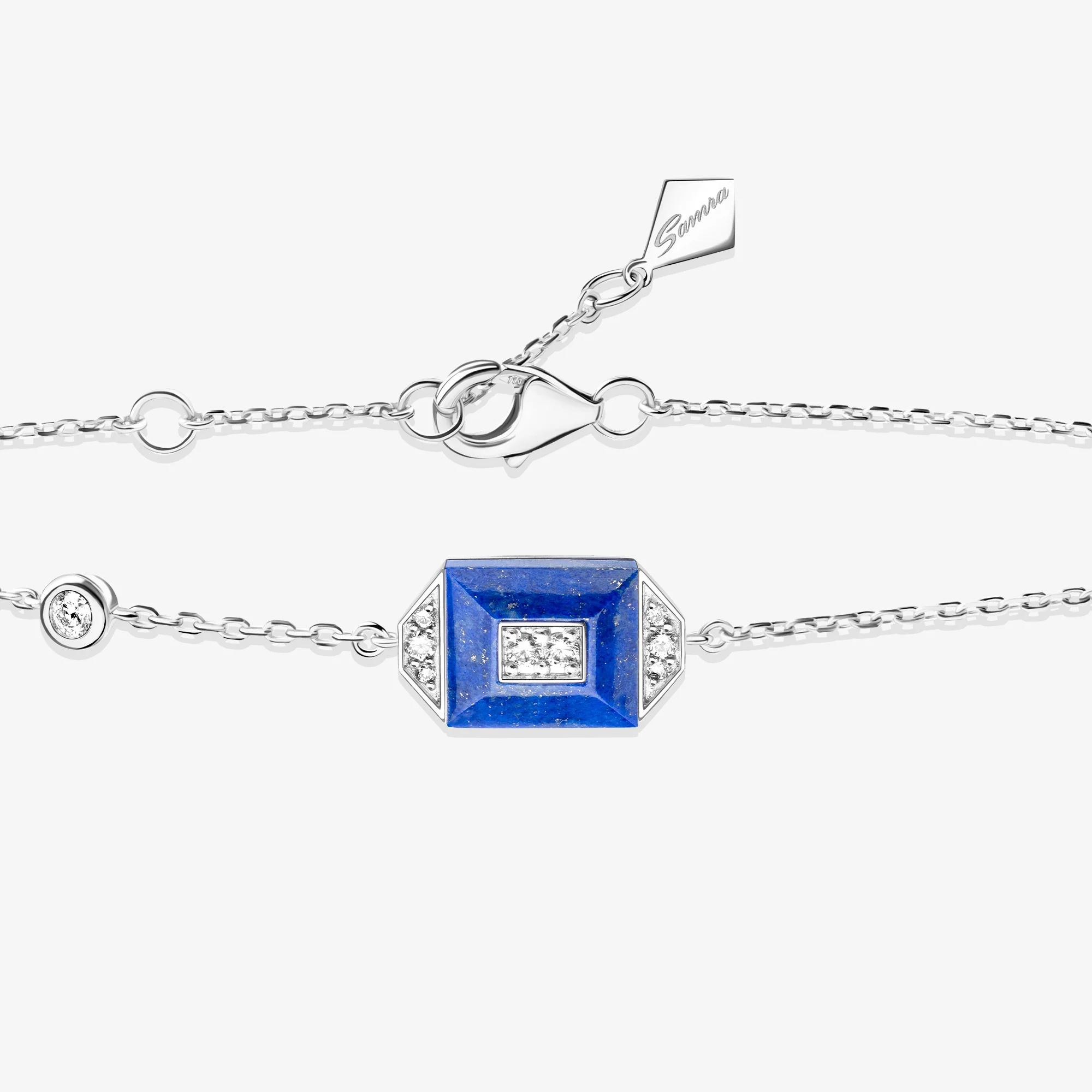 Layl White Gold Diamond Lapis Lazuli Bracelet - Image 5