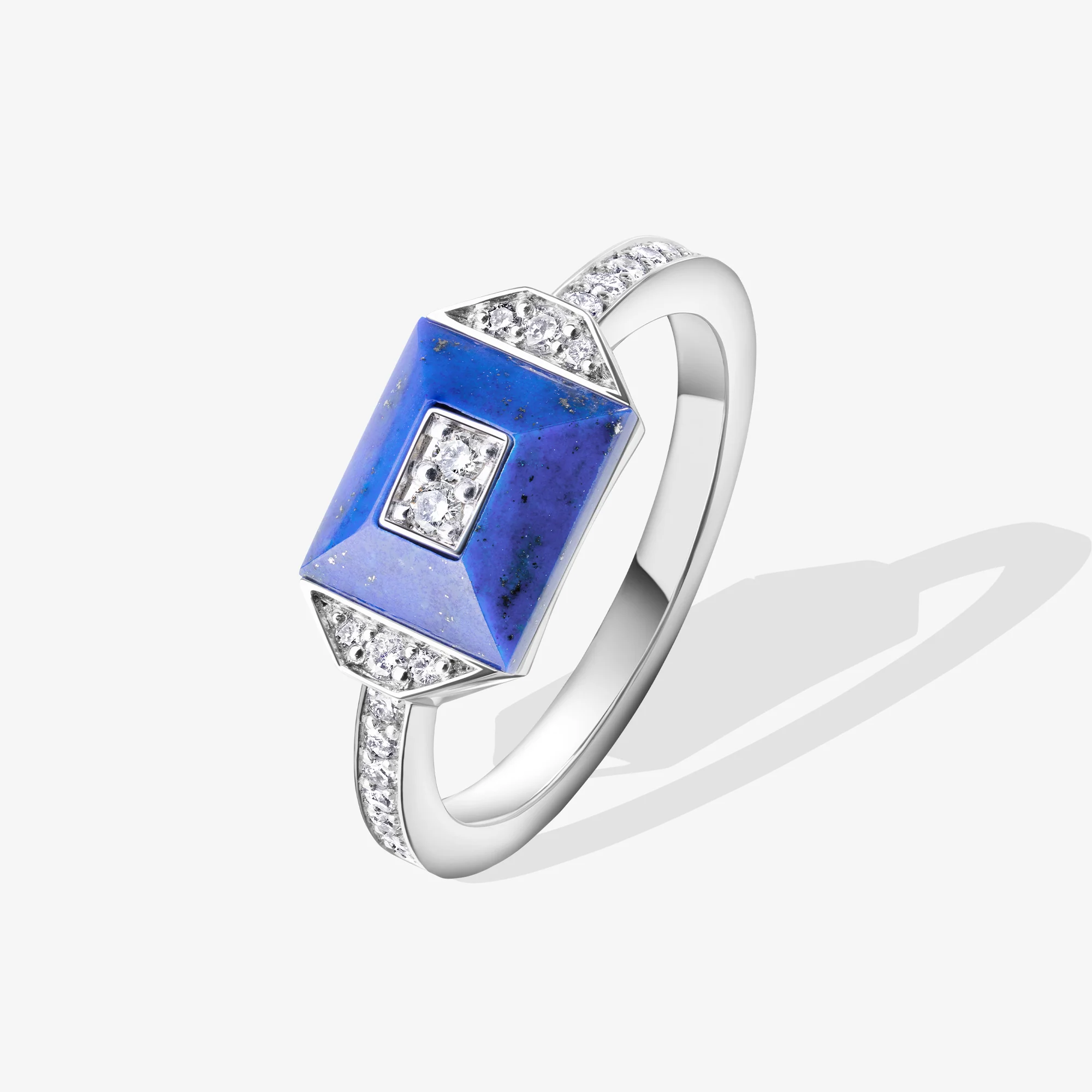 Layl White Gold Diamond Lapis Lazuli Single Ring