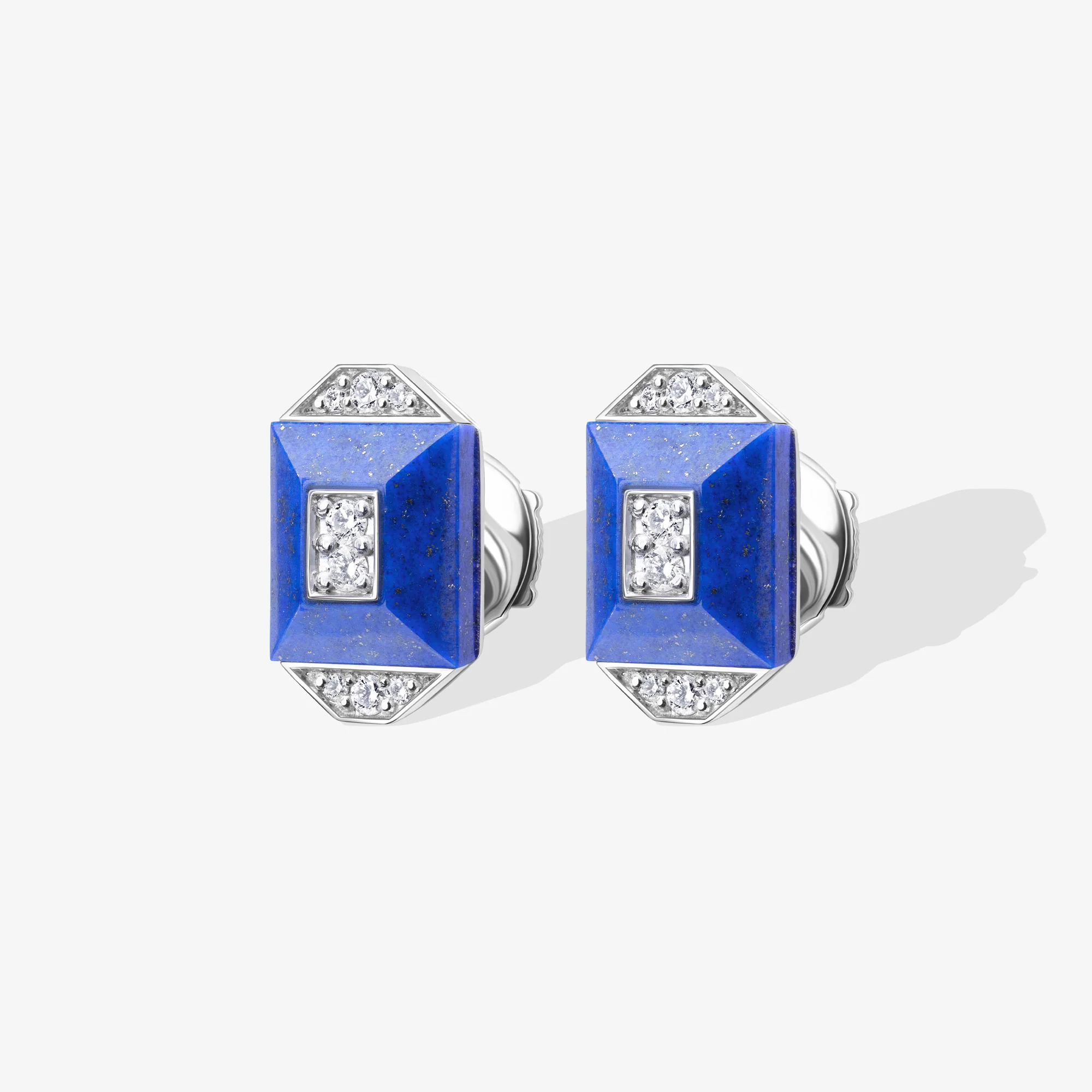 Layl White Gold Diamond Lapis Lazuli Stud Earrings