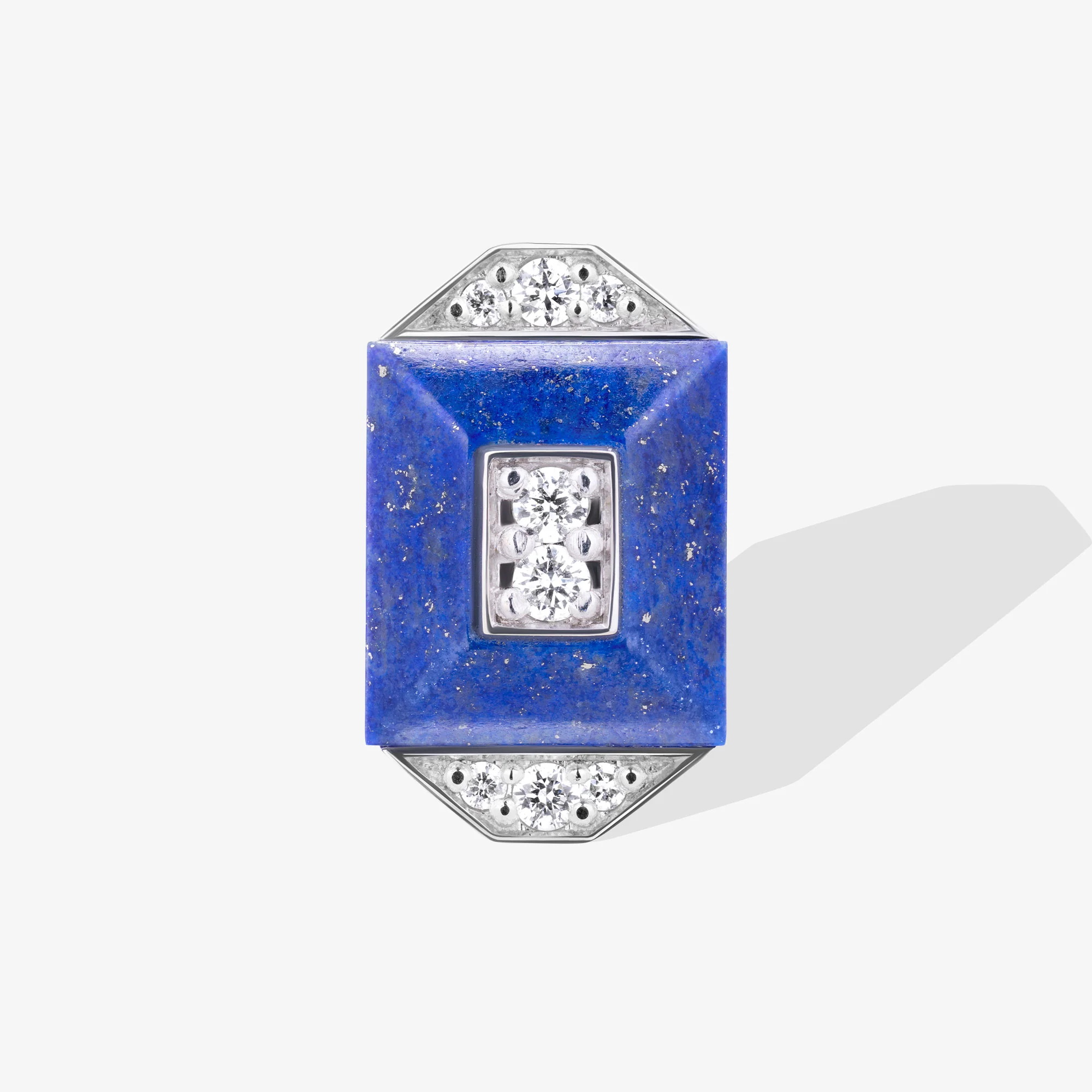 Layl White Gold Diamond Lapis Lazuli Stud Earrings - Image 5