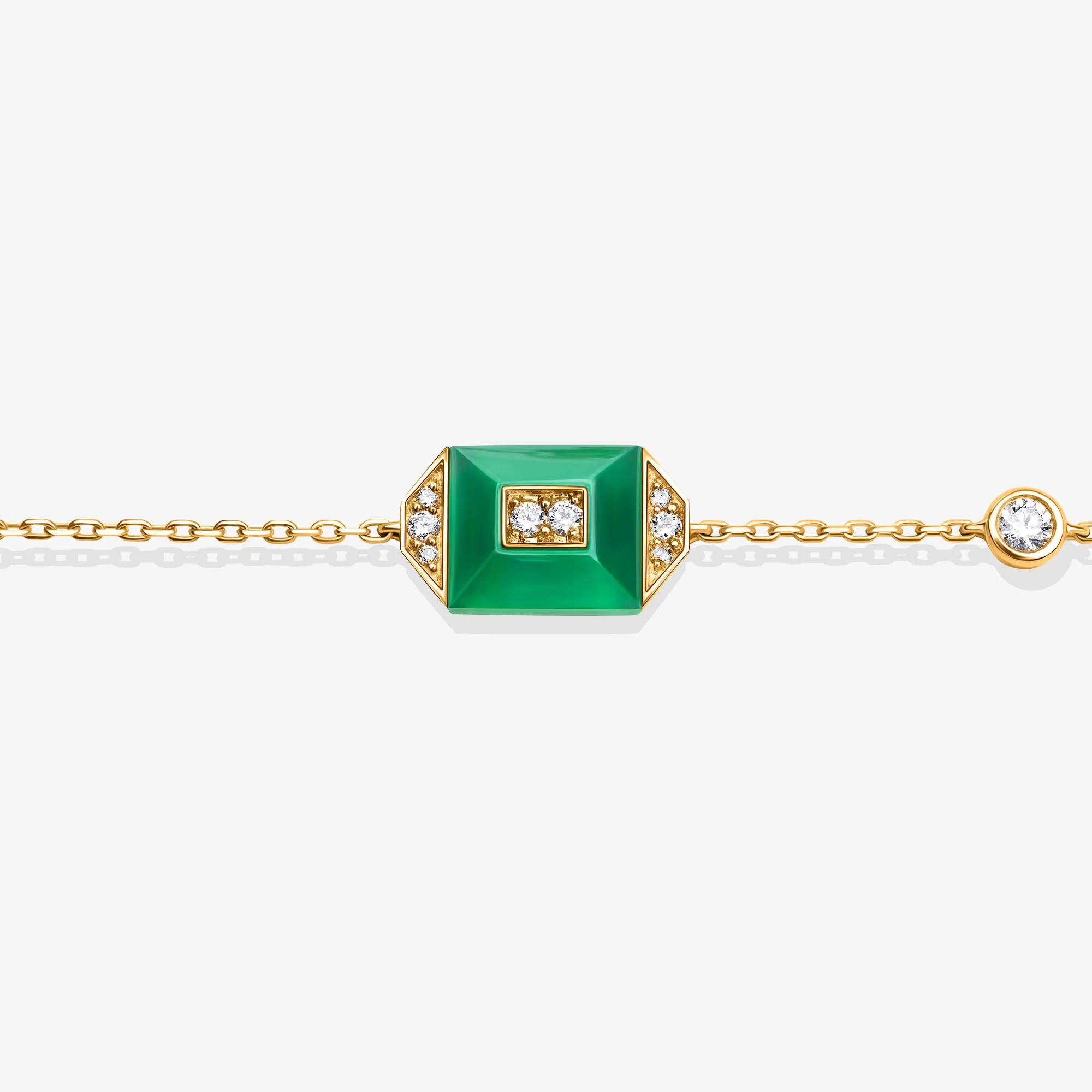 Layl Yellow Gold Diamond Green Agate Bracelet - Image 3