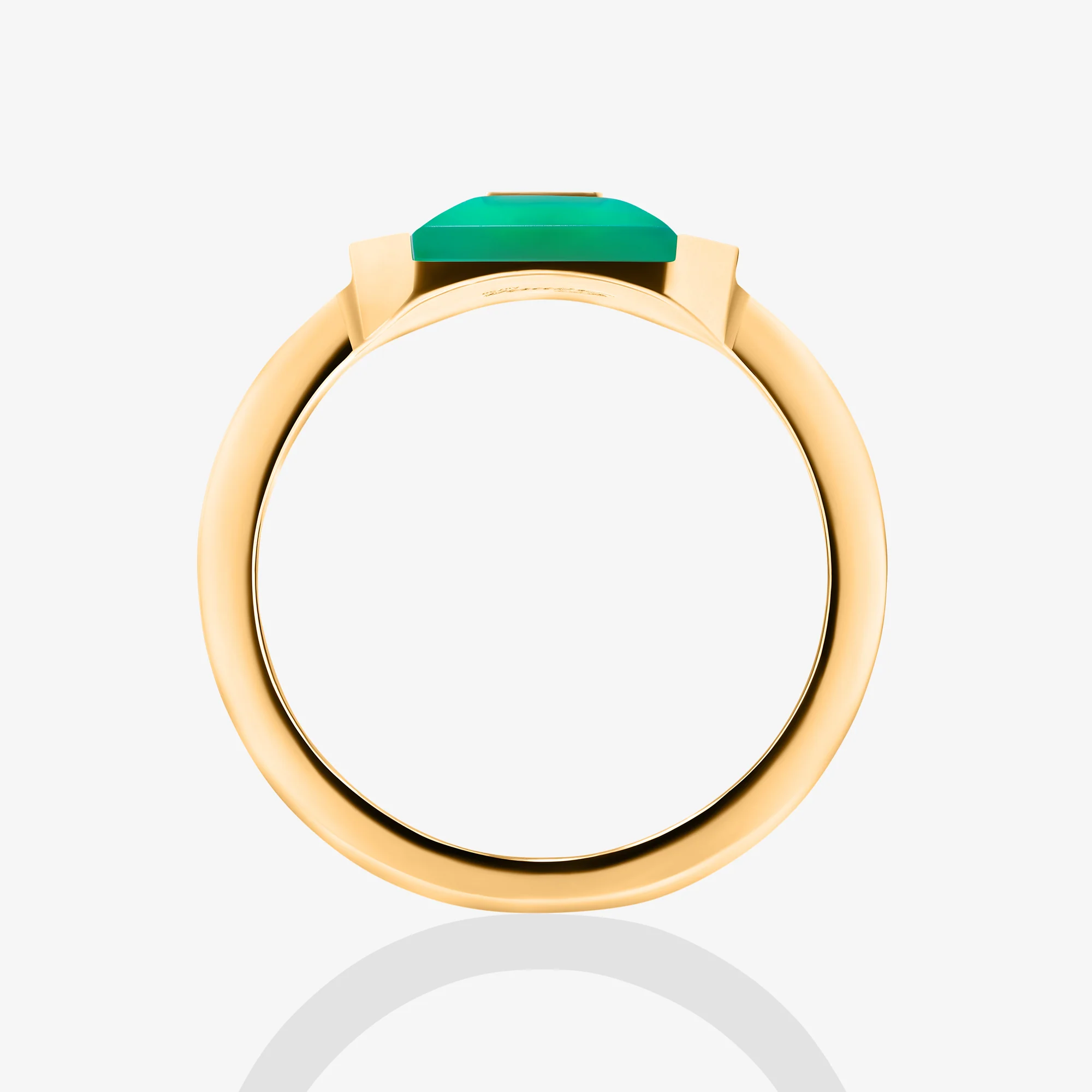 Layl Yellow Gold Diamond Green Agate Single Ring - Image 6