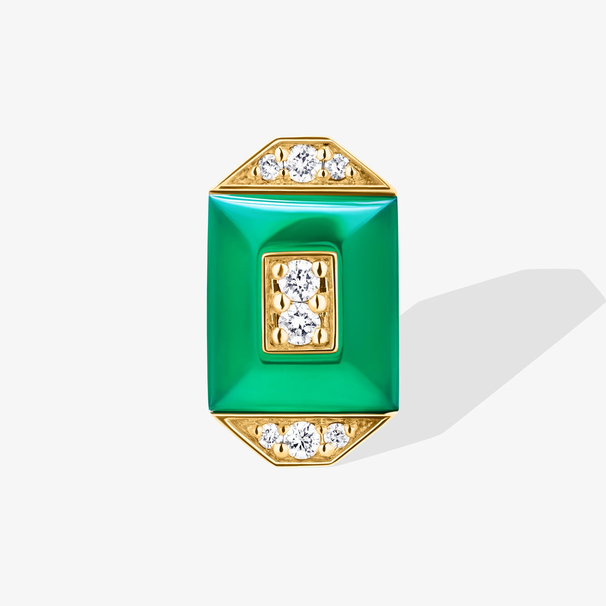 Layl Yellow Gold Diamond Green Agate Stud Earrings - Image 5